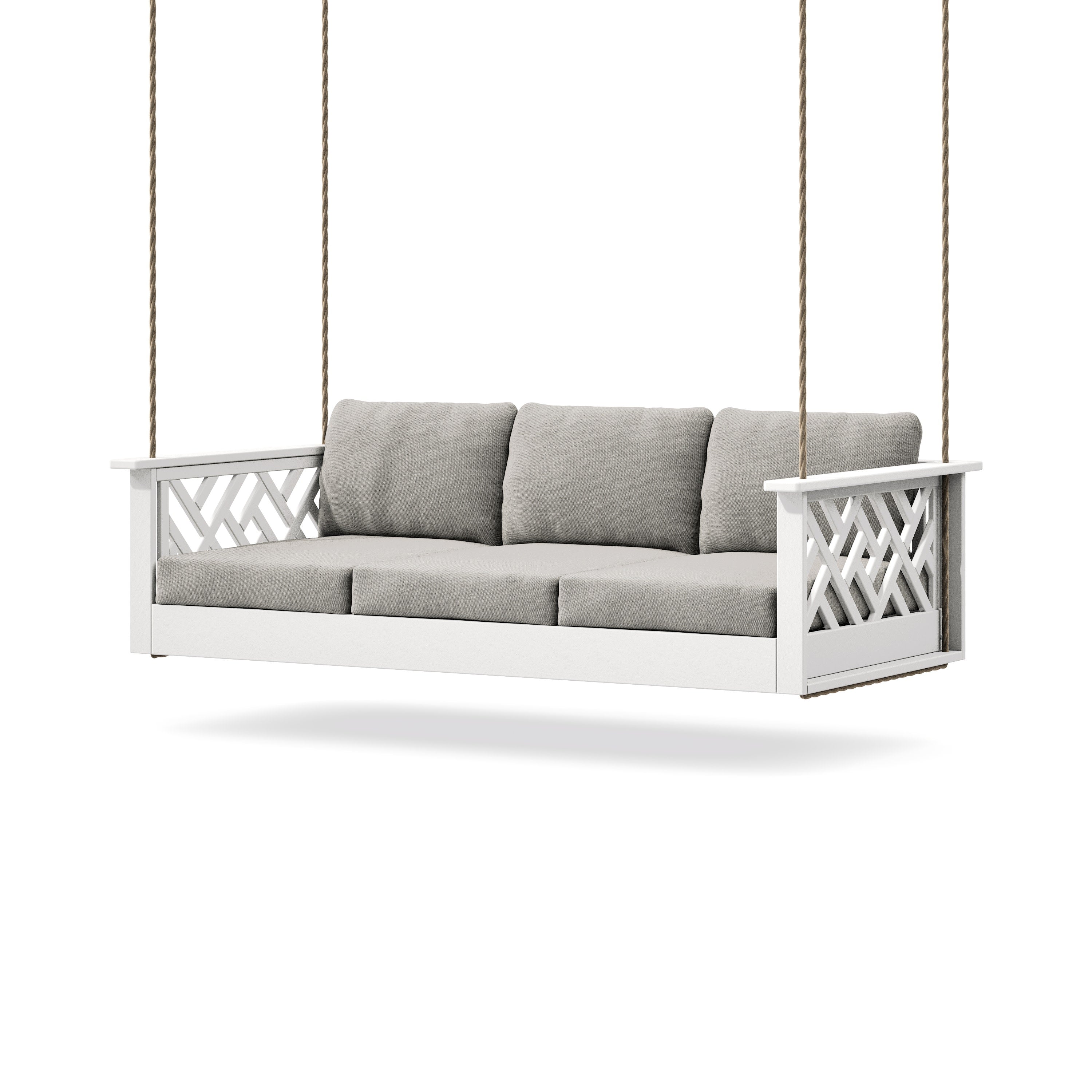 Chippendale Daybed Swing in White / Weathered Tweed