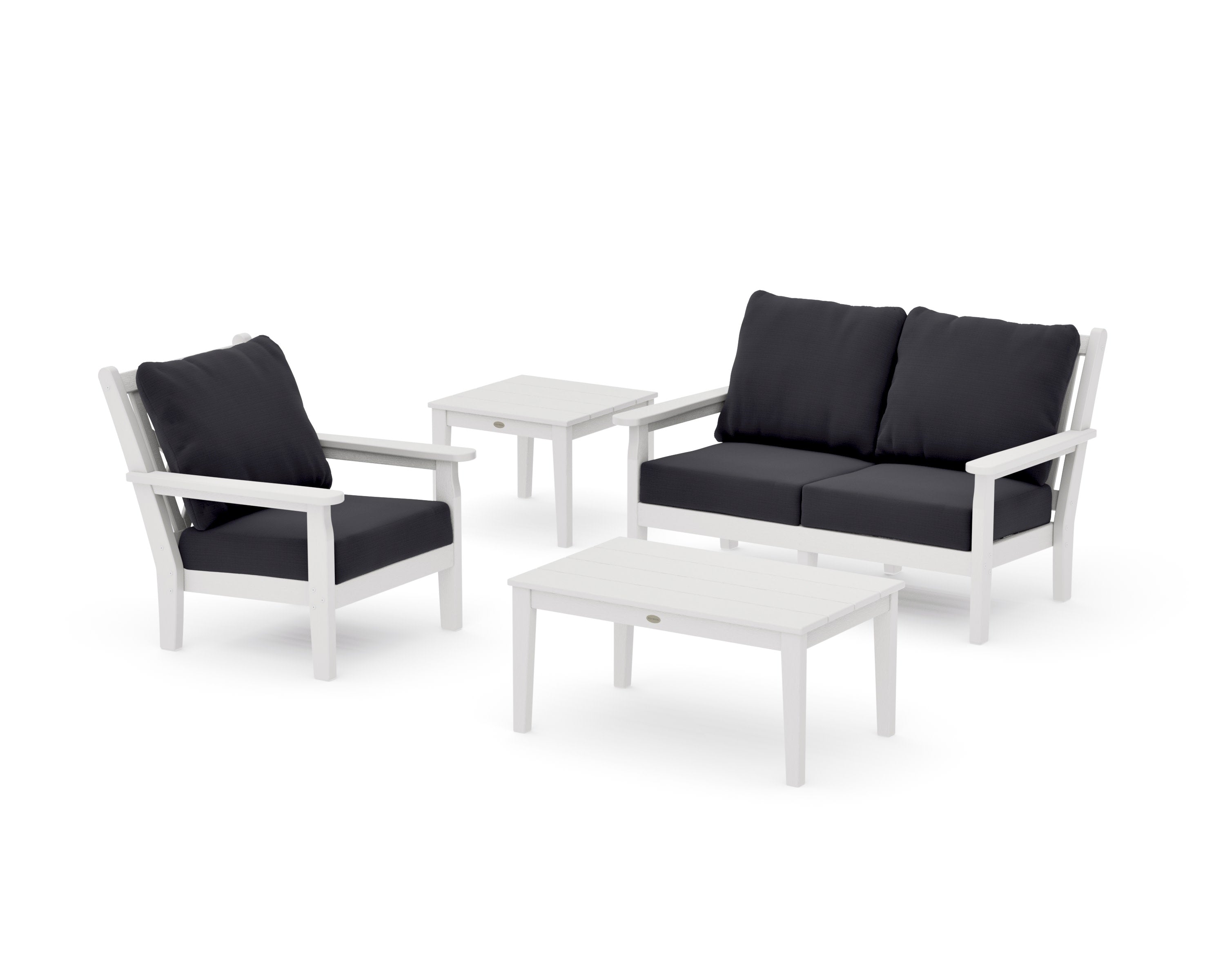 Chippendale 4-Piece Deep Seating Set in Vintage White / Midnight Linen