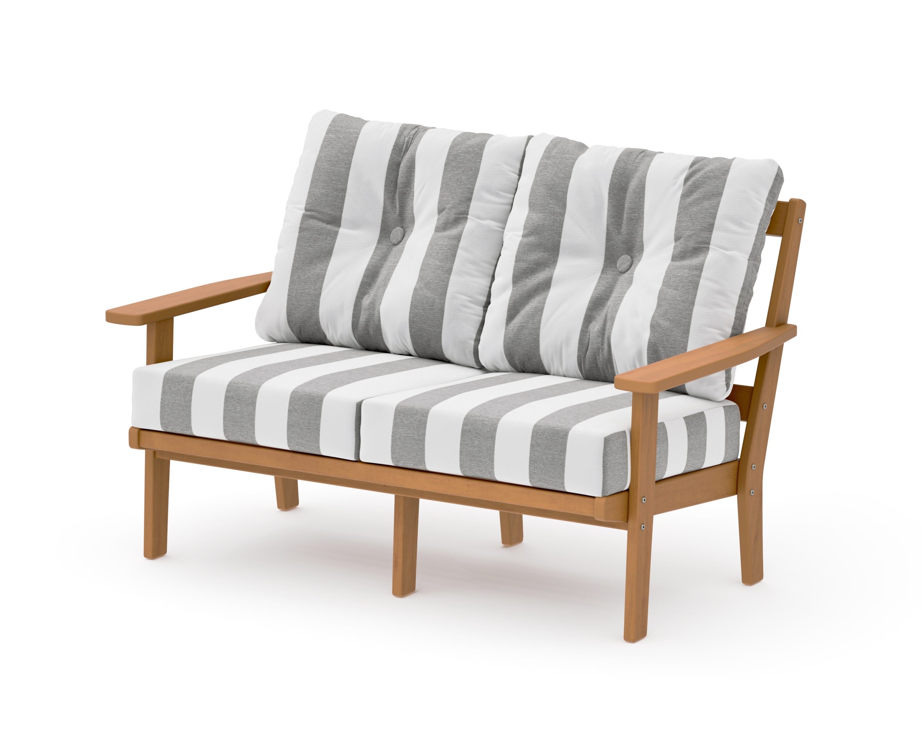 Prairie Deep SeatingLoveseat in Natural / Cabana Stripe Grey Mist