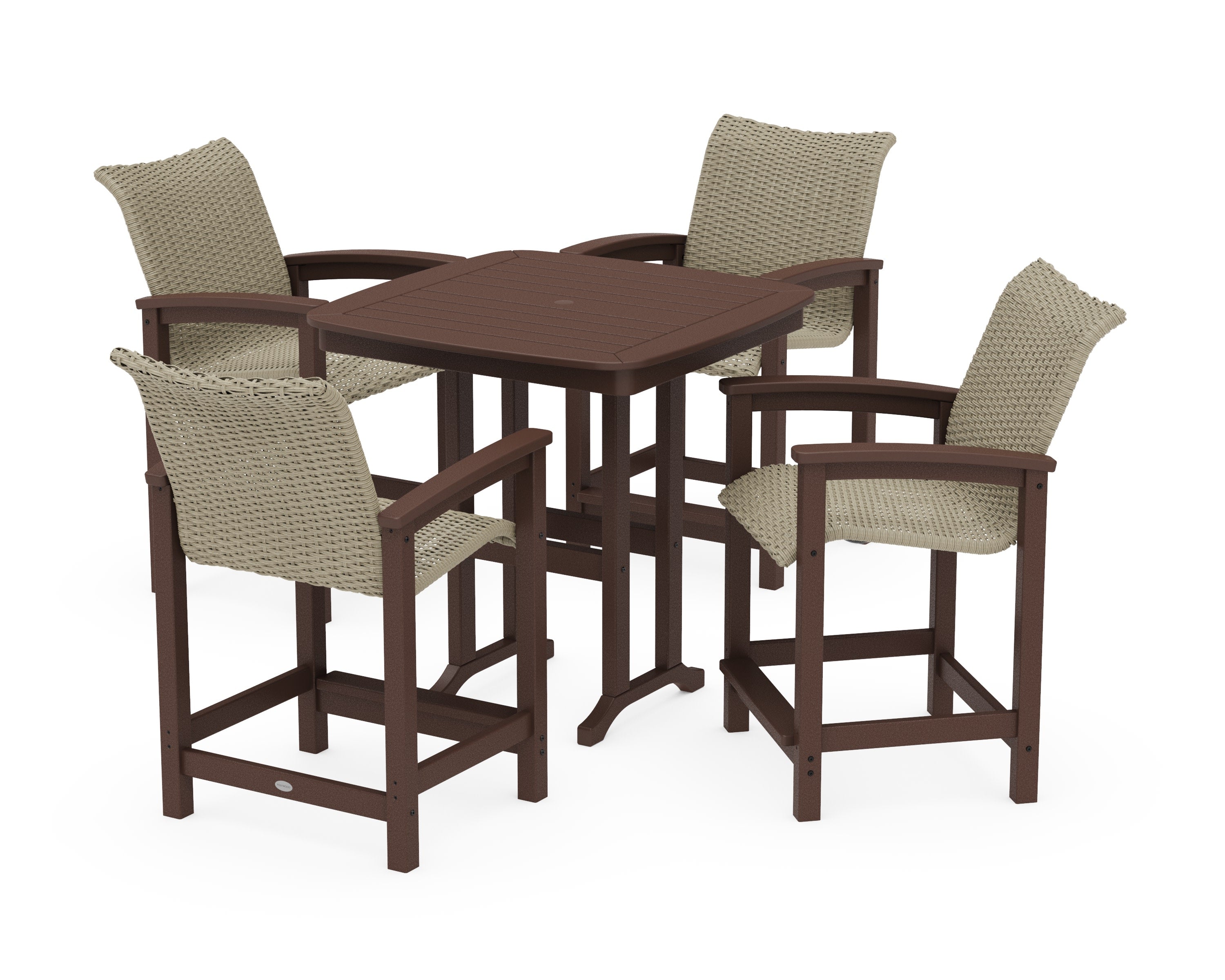 Coastal Woven 5-Piece Counter Set in Mahogany / Dune Grass