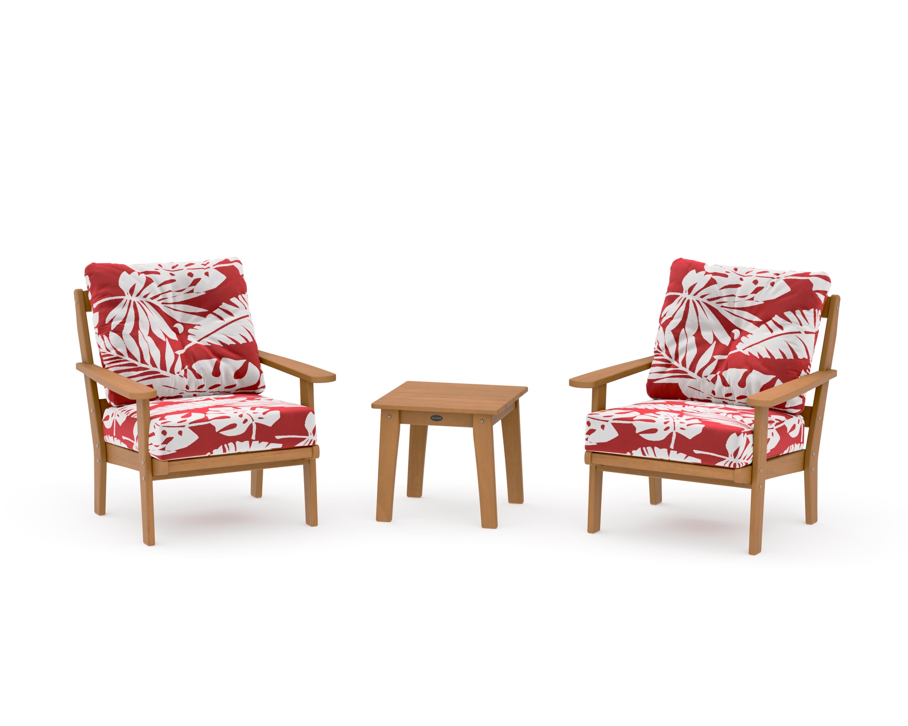 Mission 3-Piece Deep Seating Set in Natural / Leaf Crimson