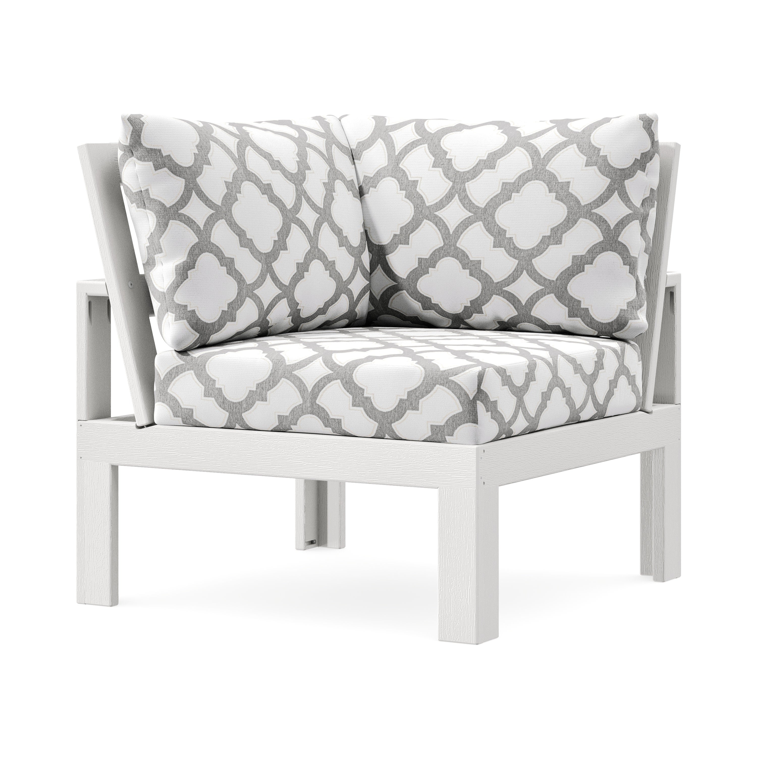 Modular Corner Chair in Vintage White / Trellis Grey Mist