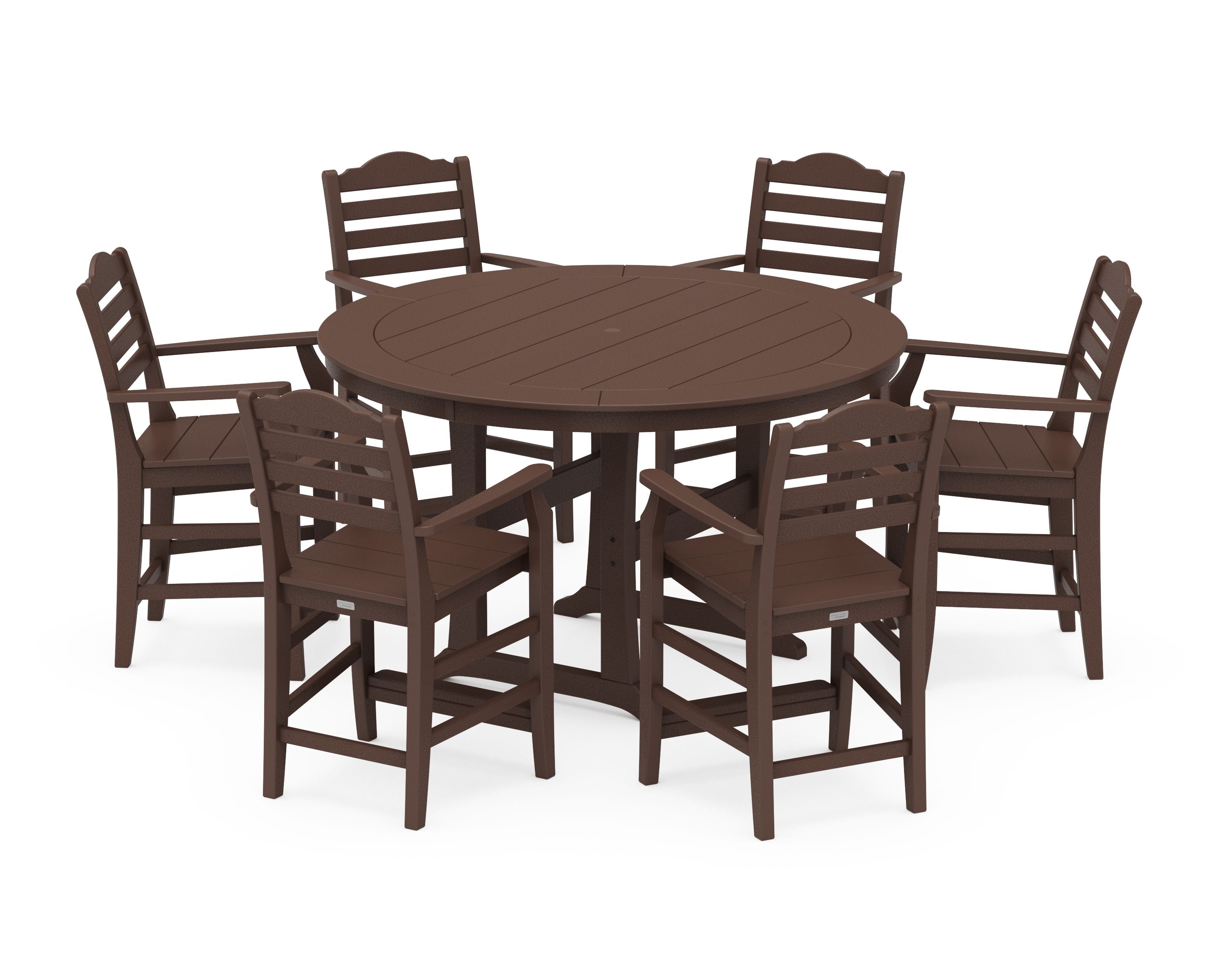 Savannah 7-Piece Arm Chair Round Counter Set in Mahogany