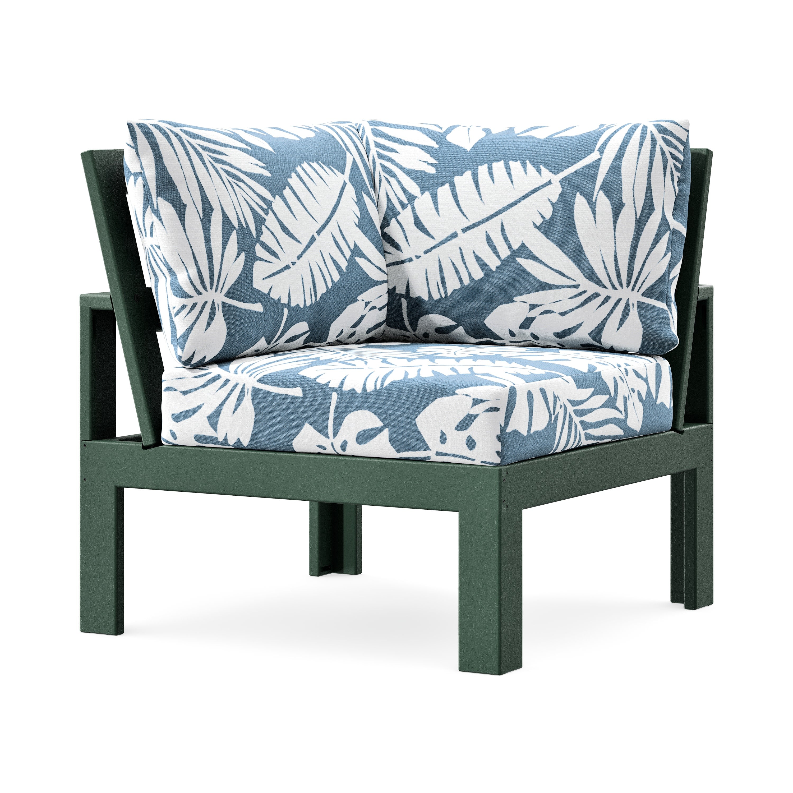 Modular Corner Chair in Green / Leaf Sky Blue