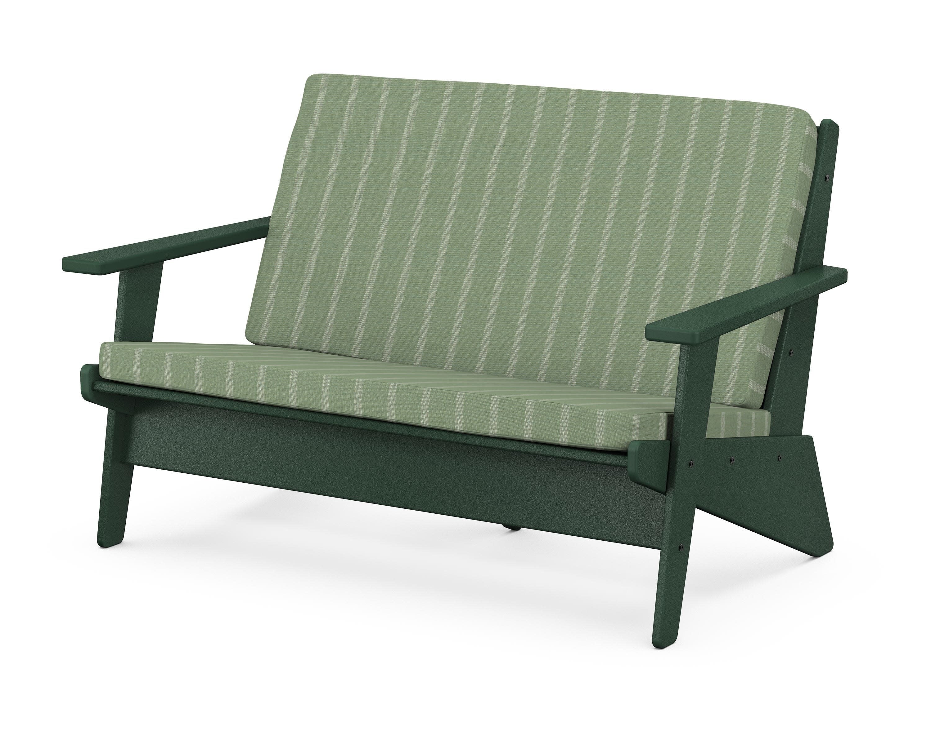 Riviera Modern Lounge Loveseat in Green / Unwind Rainwashed