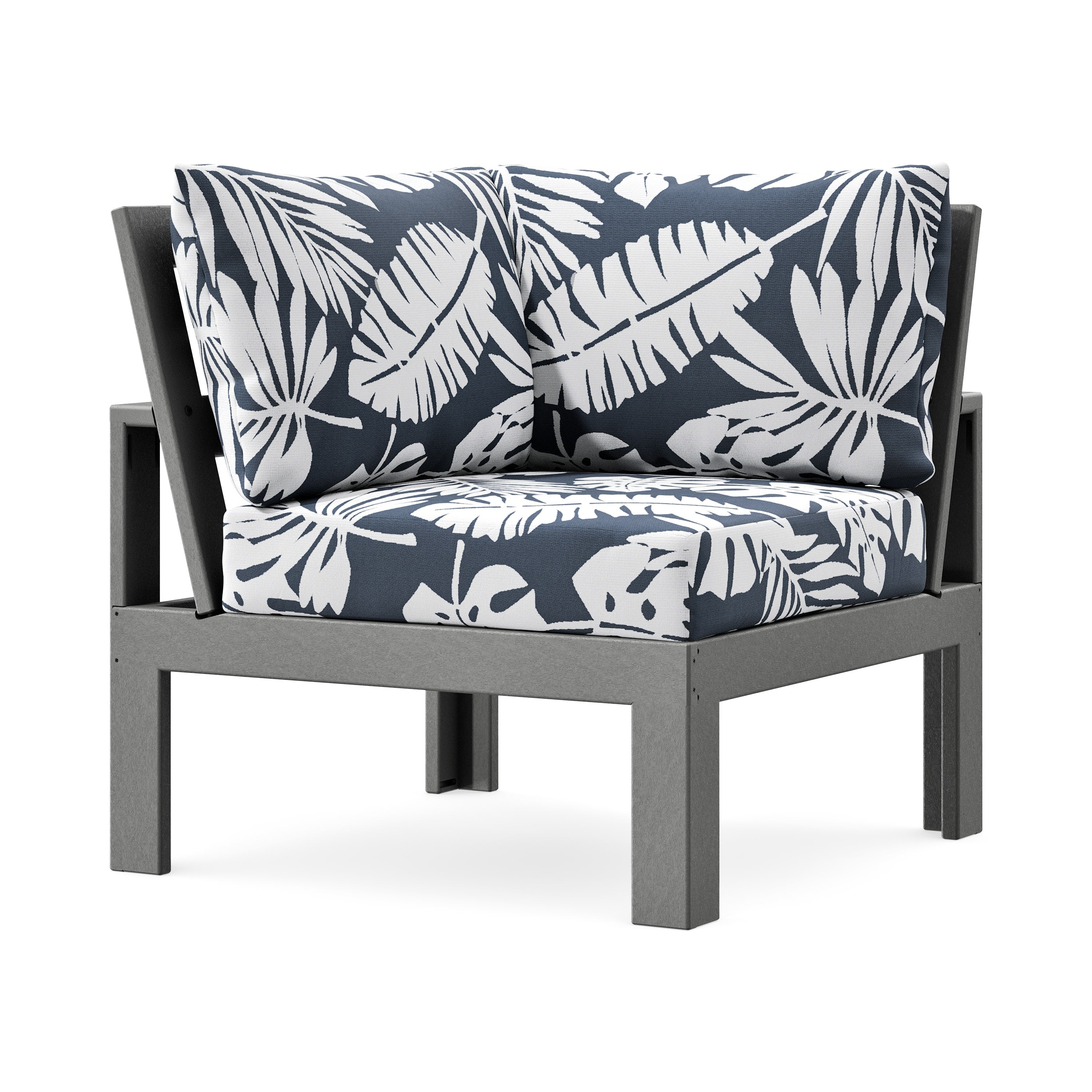 Modular Corner Chair in Slate Grey / Leaf Marine Indigo