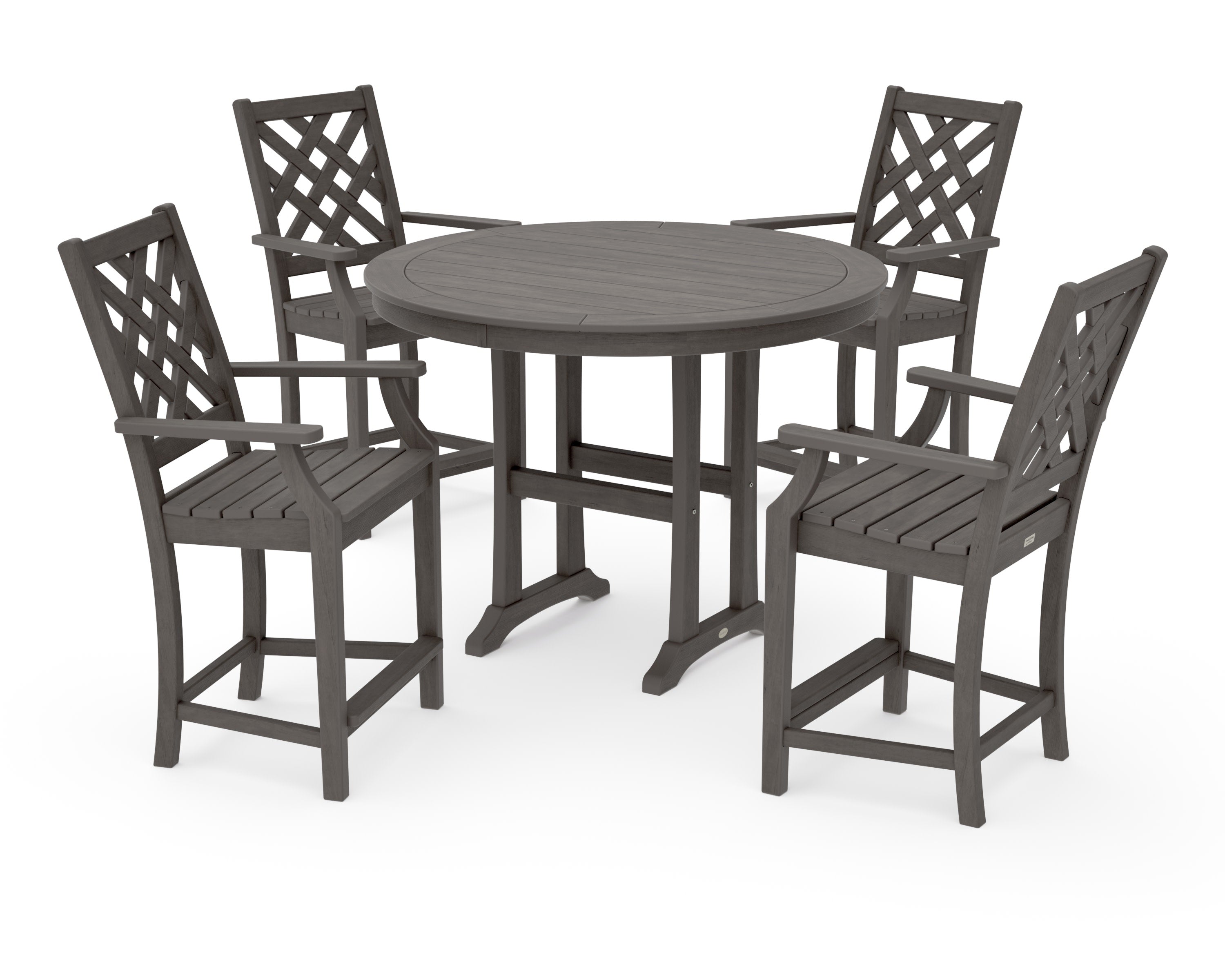 Wovendale 5-Piece Round Counter Set in Driftwood