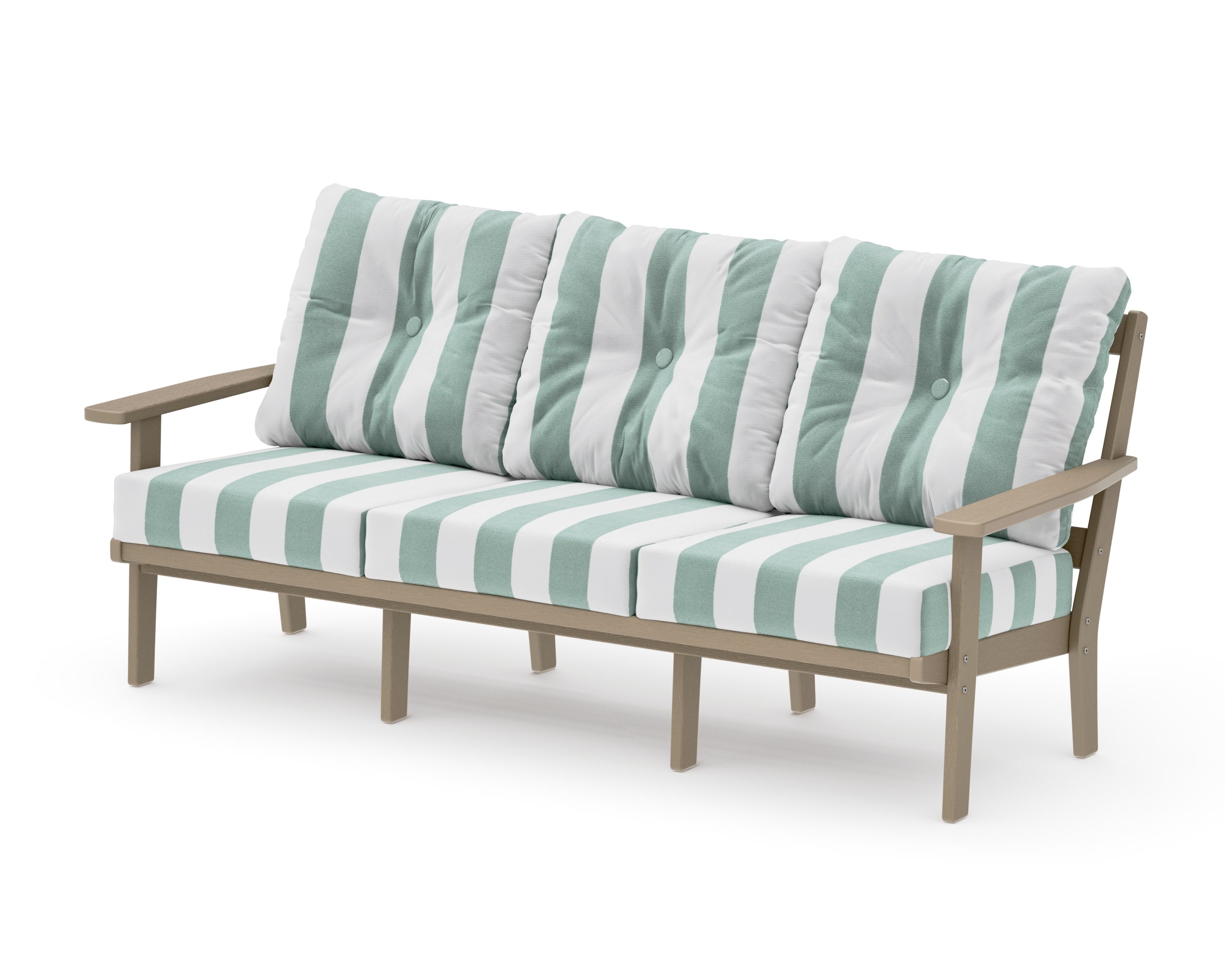 Oxford Deep Seating Sofa in Vintage Sahara / Cabana Stripe Glacier Spa