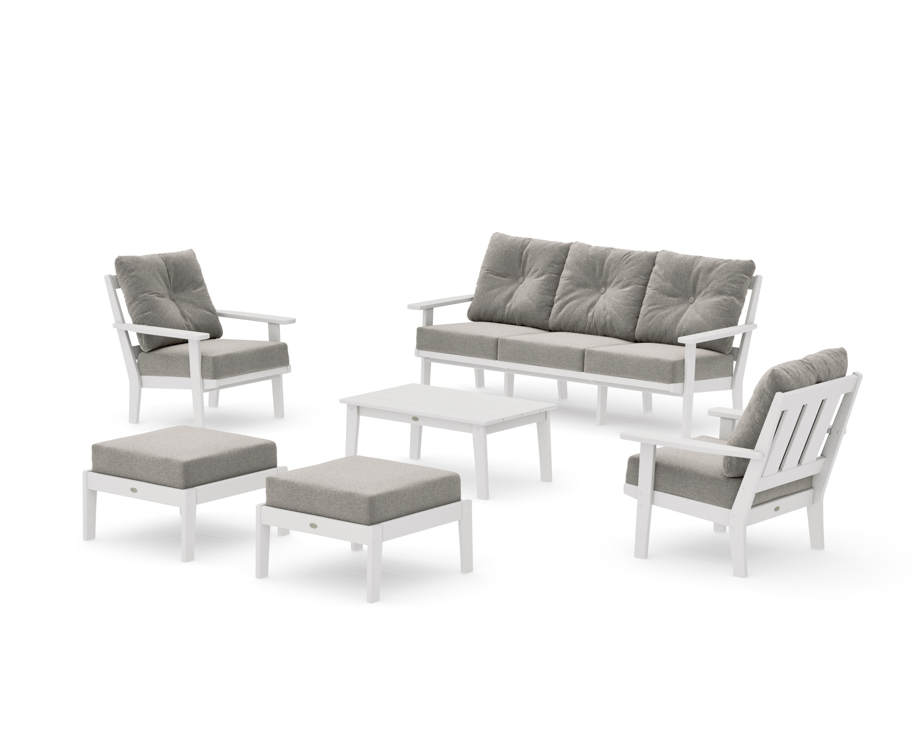 Oxford 6-Piece Lounge Sofa Set in Vintage White / Weathered Tweed