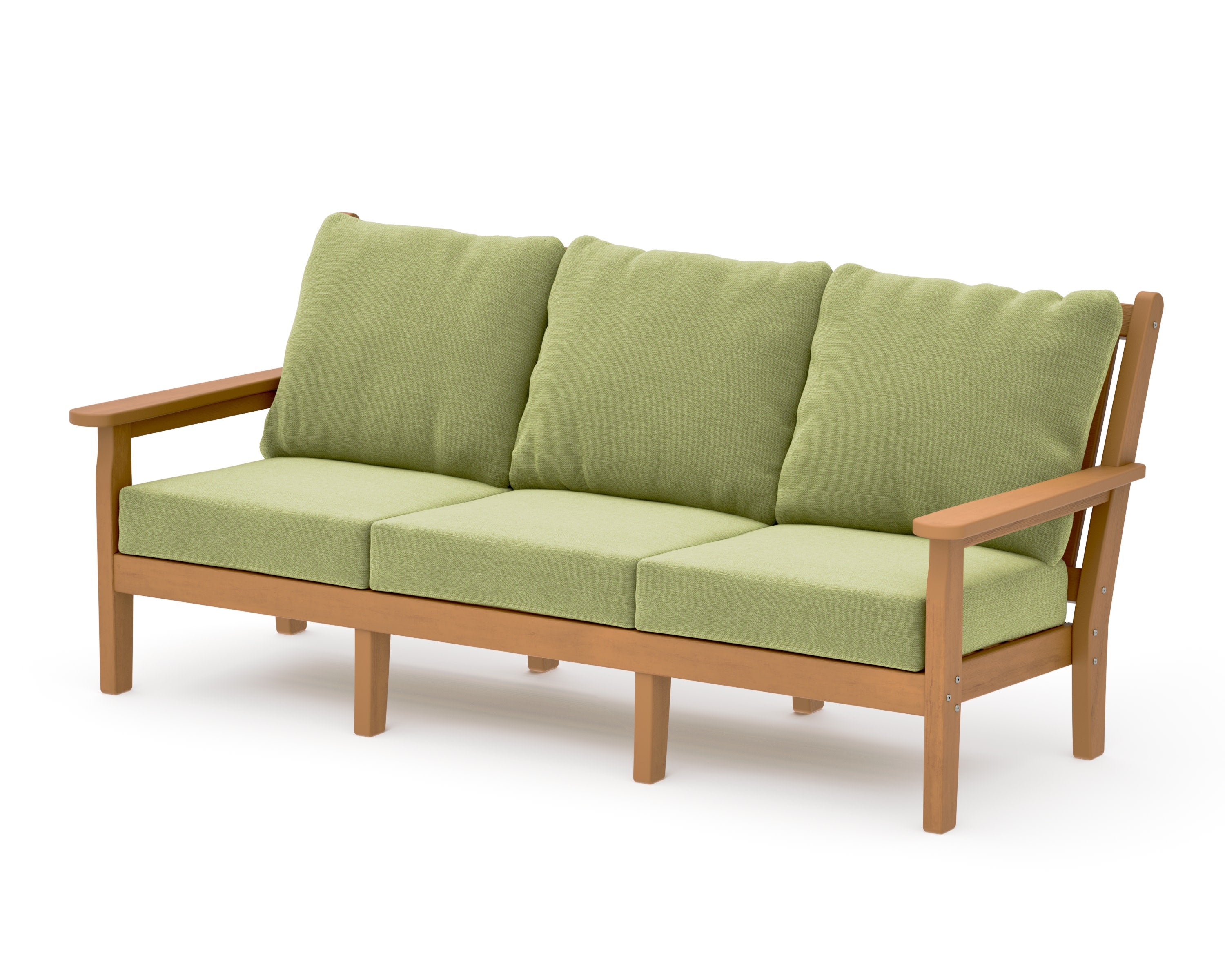 Chippendale Deep Seating Sofa in Natural / Chartreuse Boucle