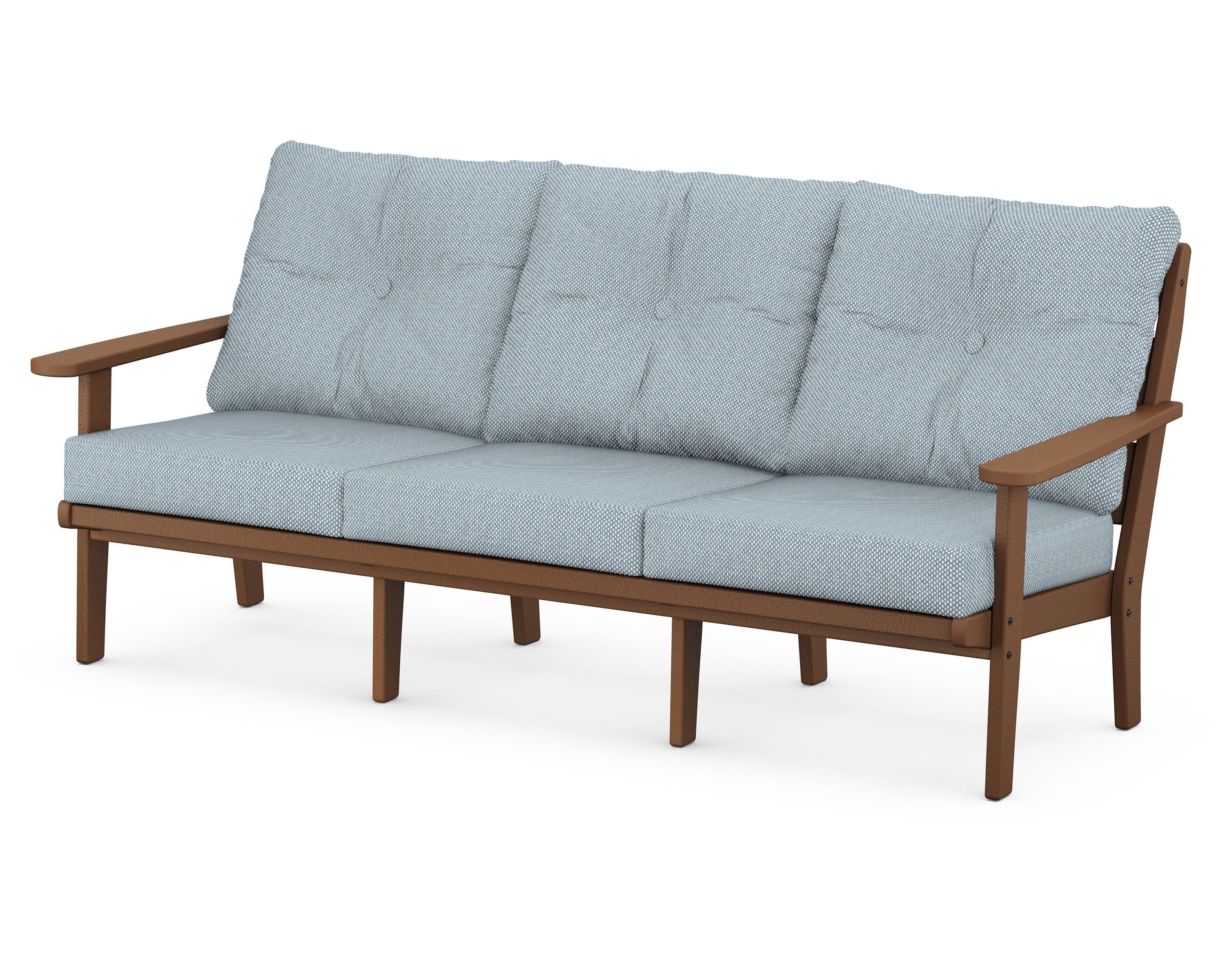 Lakeside Deep Seating Sofa in Teak / Exhale Sky