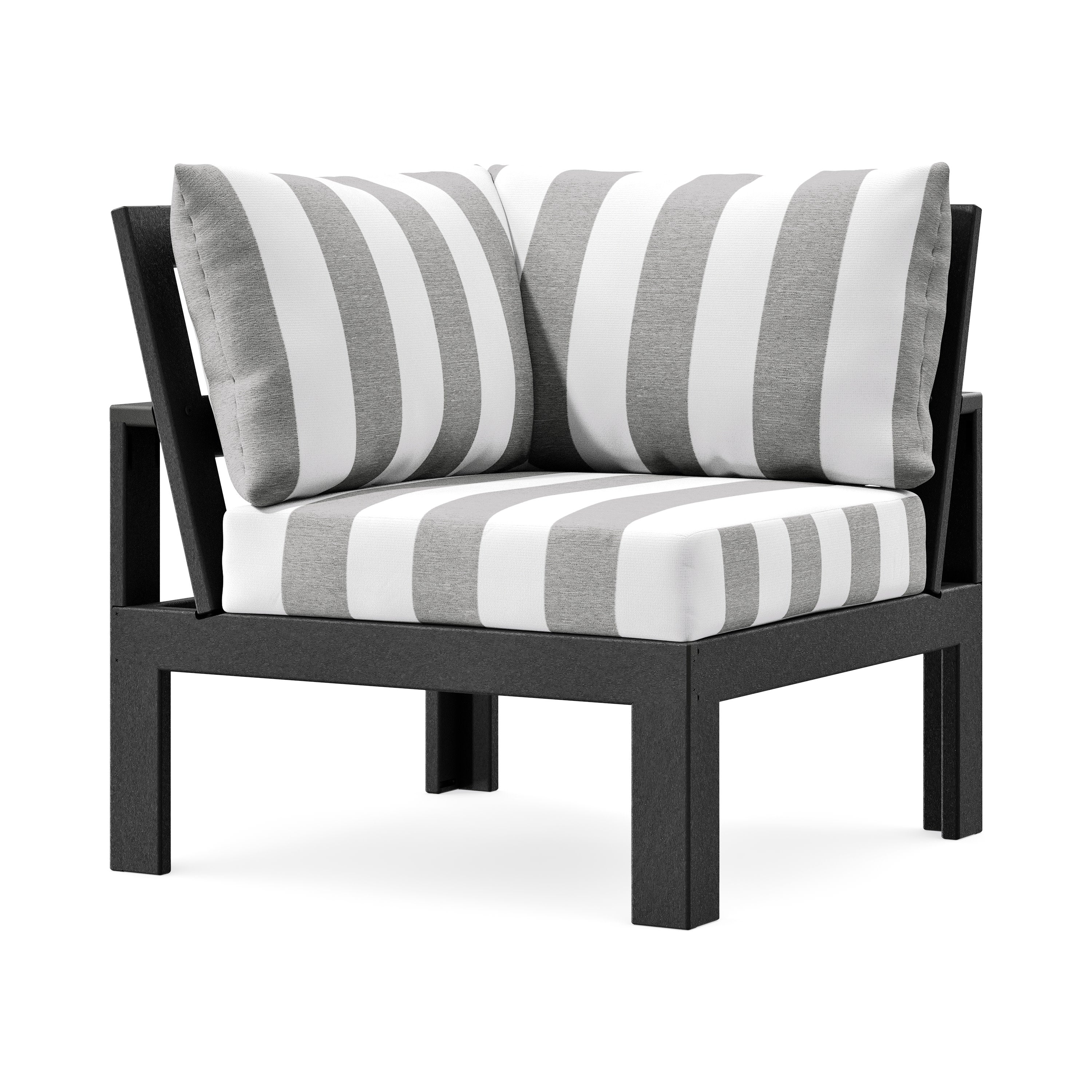 Modular Corner Chair in Black / Cabana Stripe Grey Mist