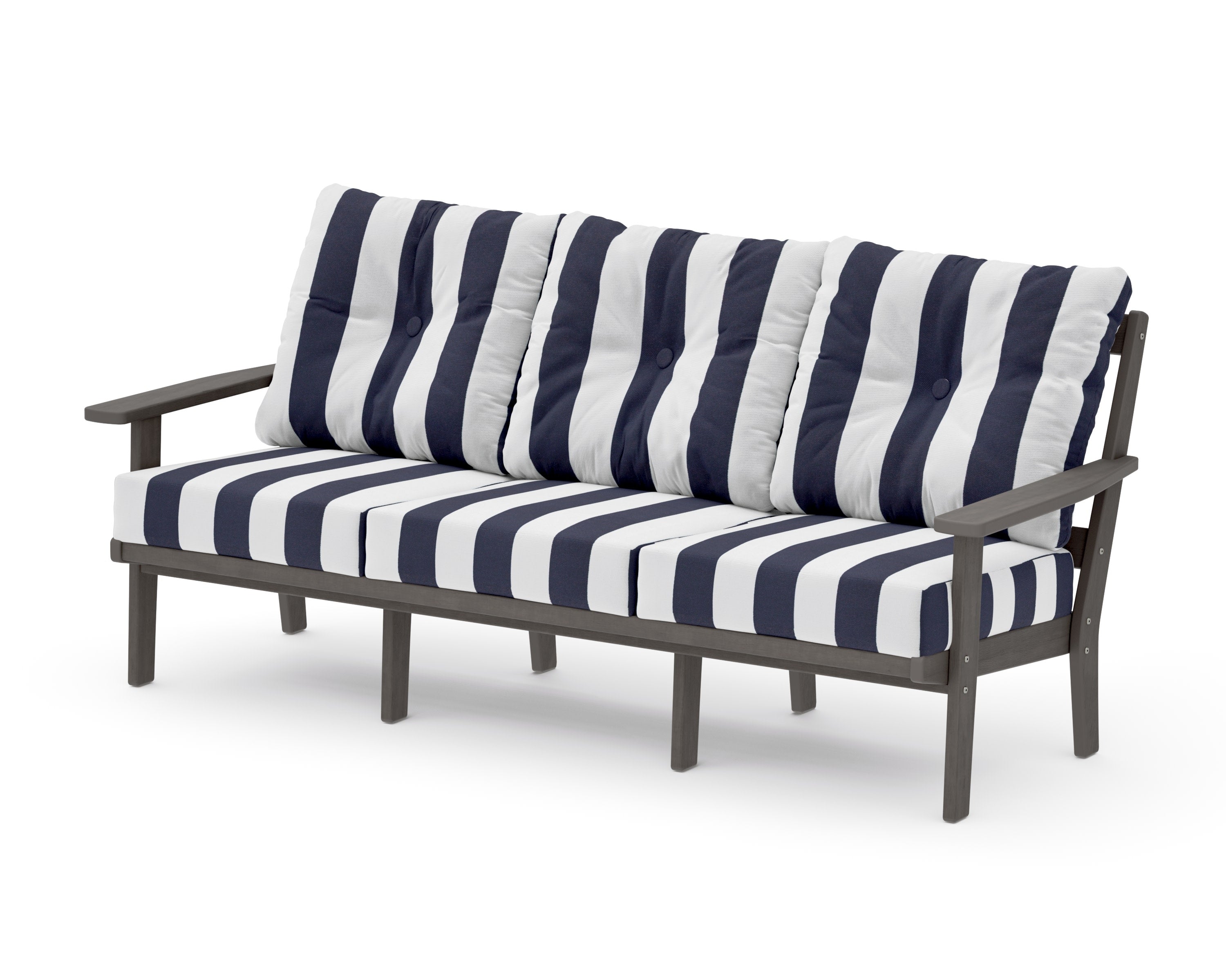 Oxford Deep Seating Sofa in Driftwood / Cabana Stripe Navy