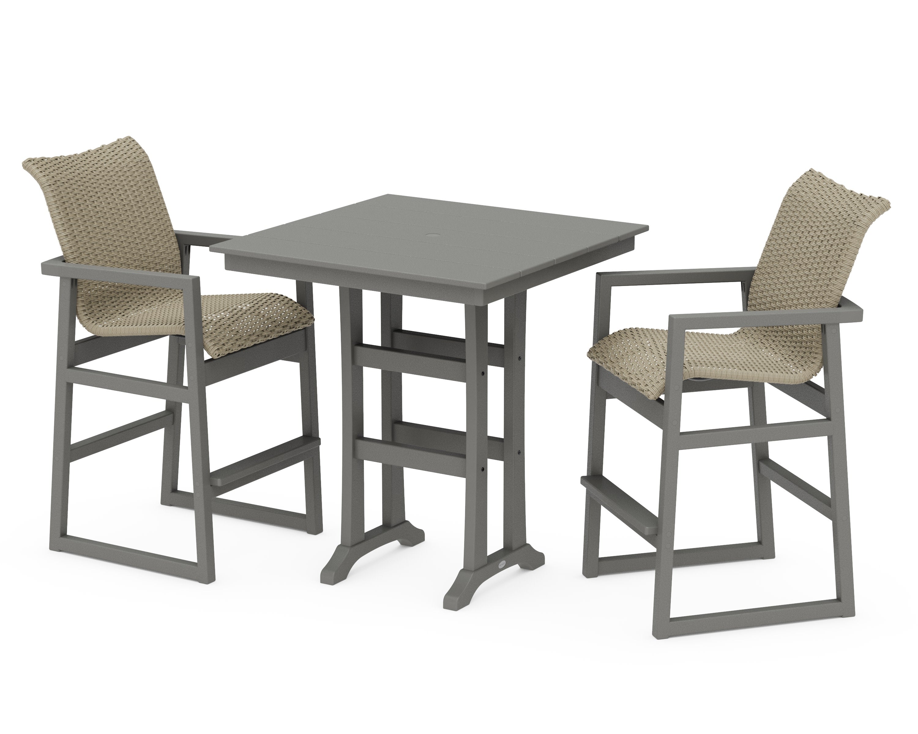 EDGE Woven 3-Piece Farmhouse Bar Set with Trestle Legs