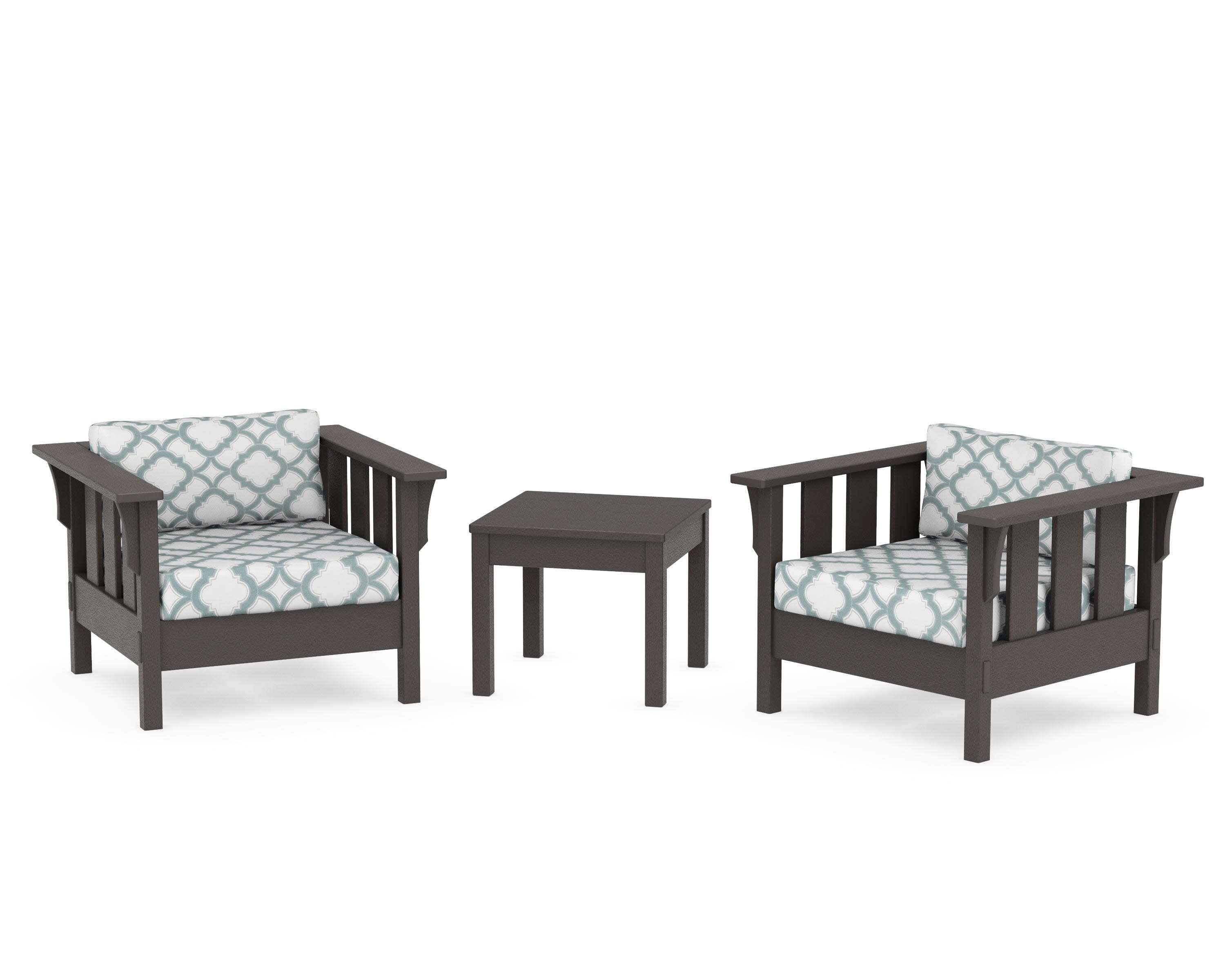 Acadia 3-Piece Deep Seating Set in Vintage Coffee / Trellis Glacier Spa