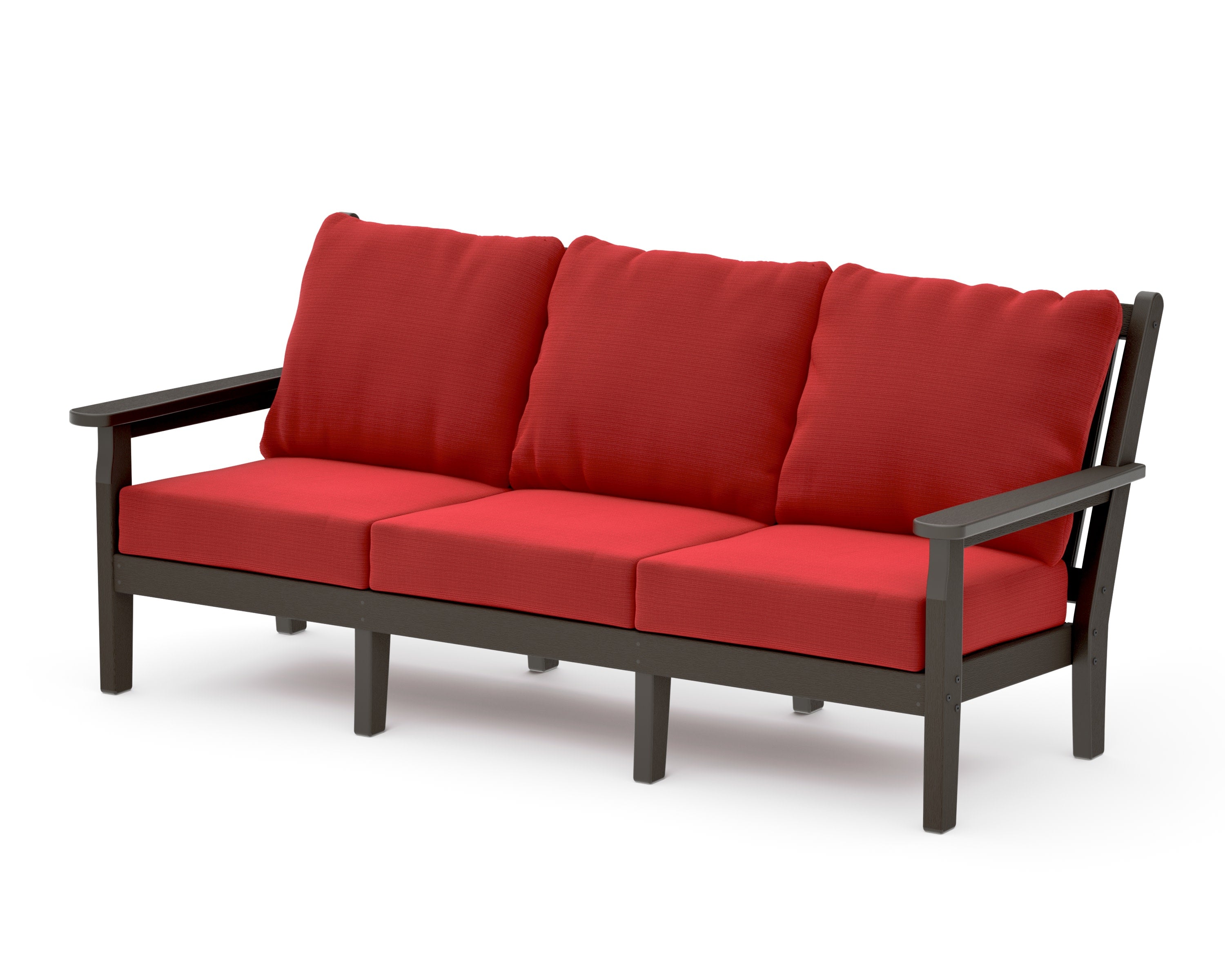 Chippendale Deep Seating Sofa in Vintage Coffee / Crimson Linen