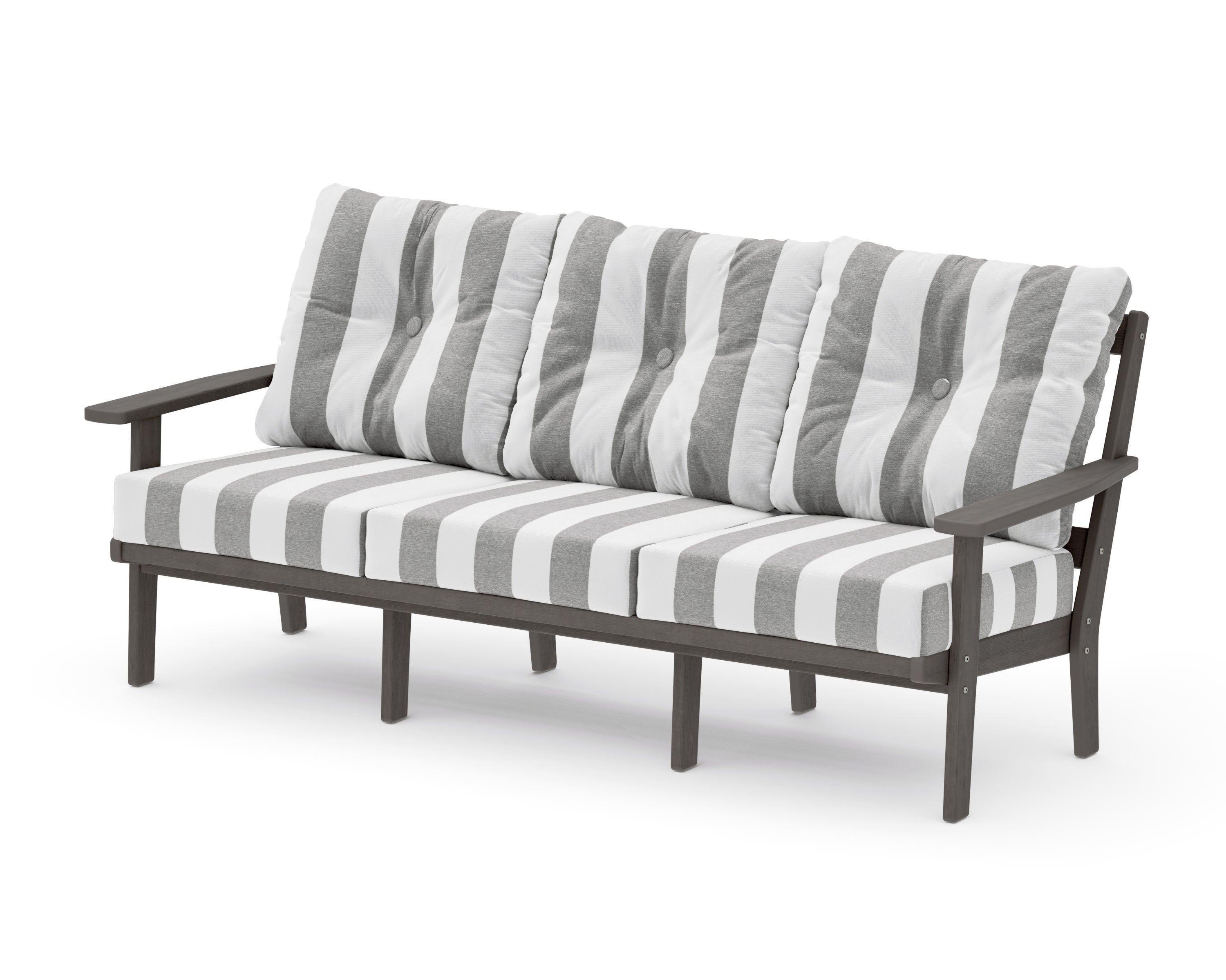 Oxford Deep Seating Sofa in Driftwood / Cabana Stripe Grey Mist