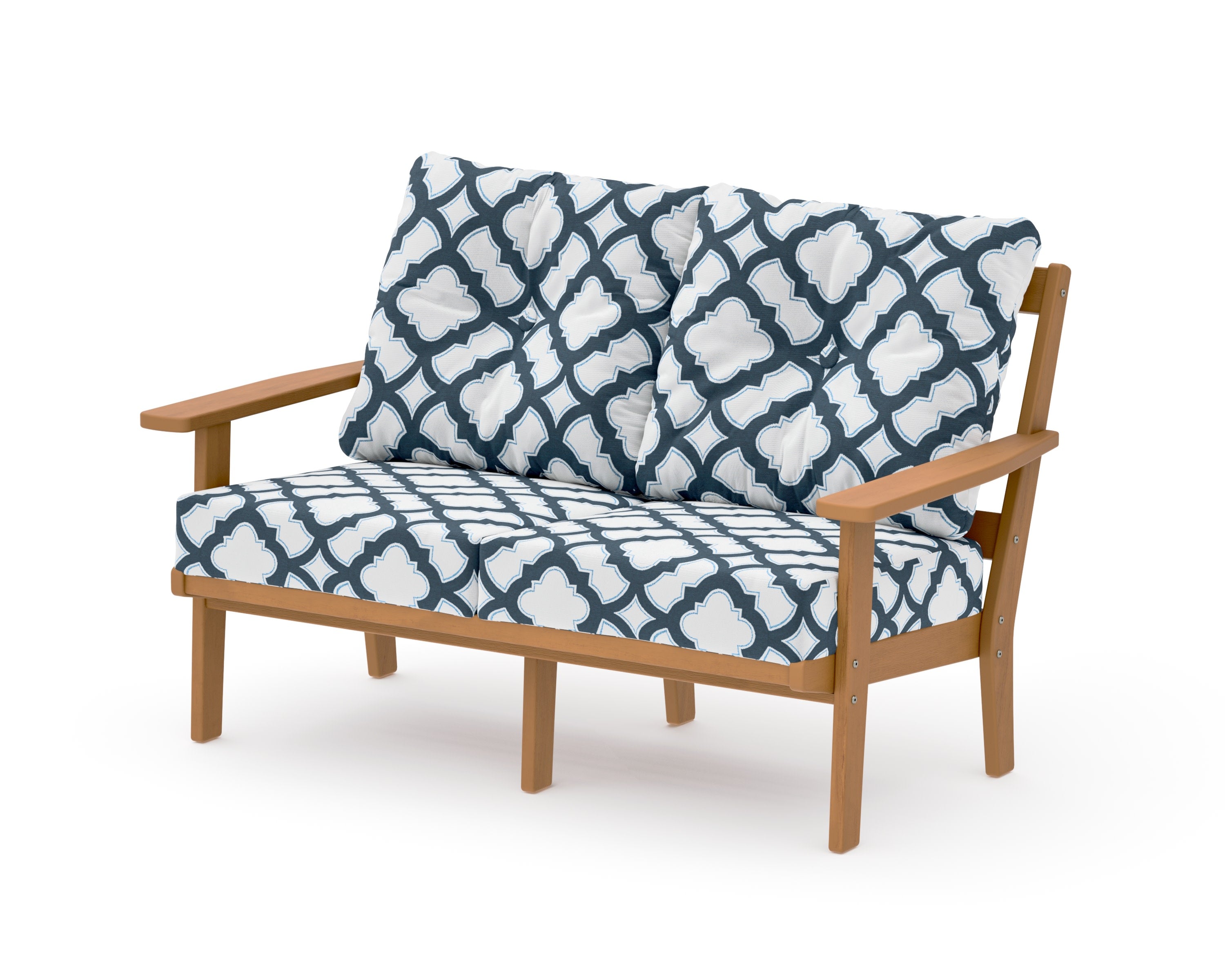 Oxford Deep SeatingLoveseat in Natural / Trellis Marine Indigo