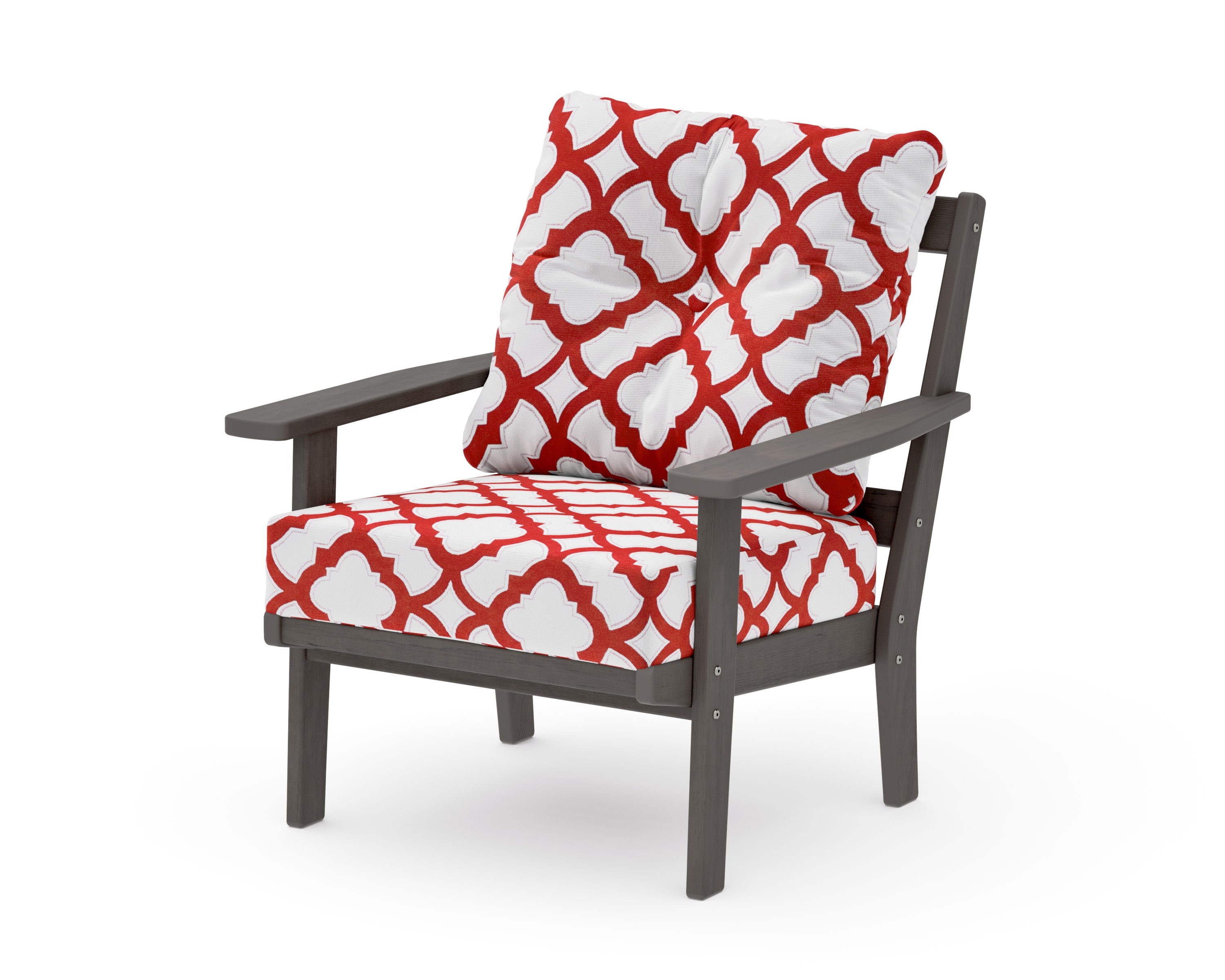 Oxford Deep Seating Chair in Driftwood / Trellis Crimson
