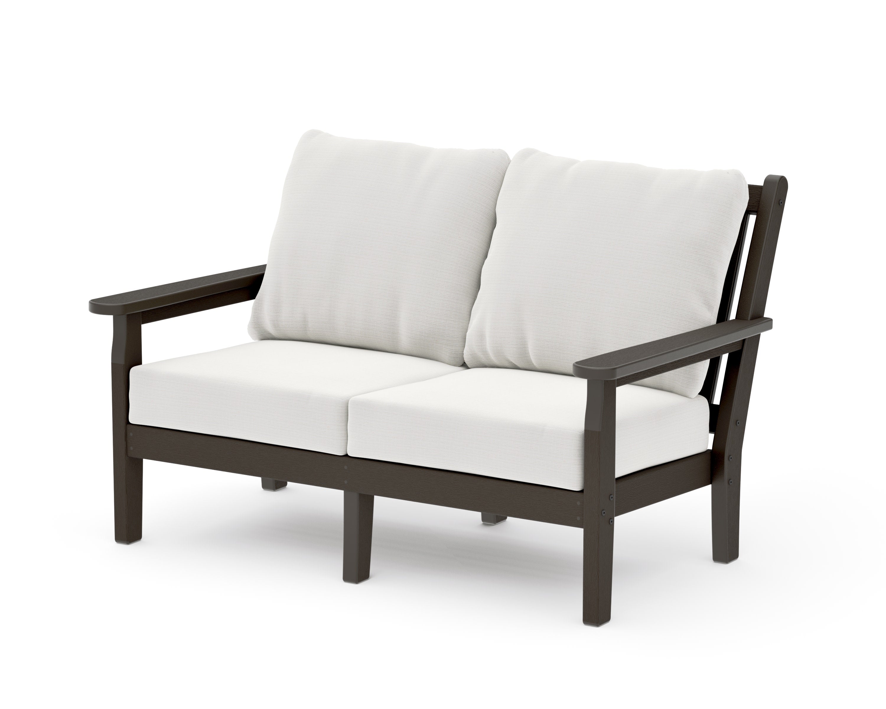 Chippendale Deep Seating Loveseat in Vintage Coffee / Natural Linen