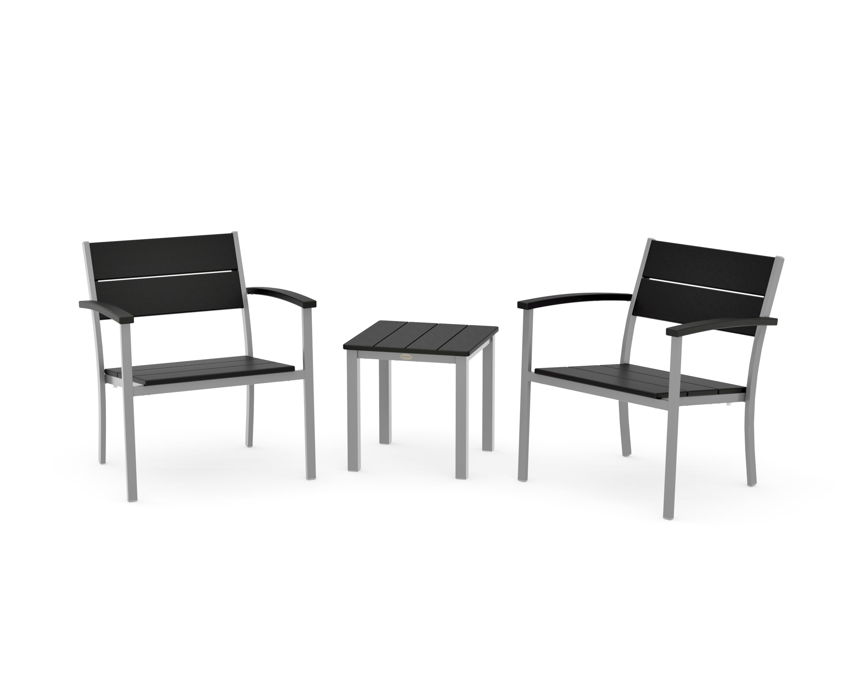 Main Street 3-Piece Lounge Chair Set in Silver / Black