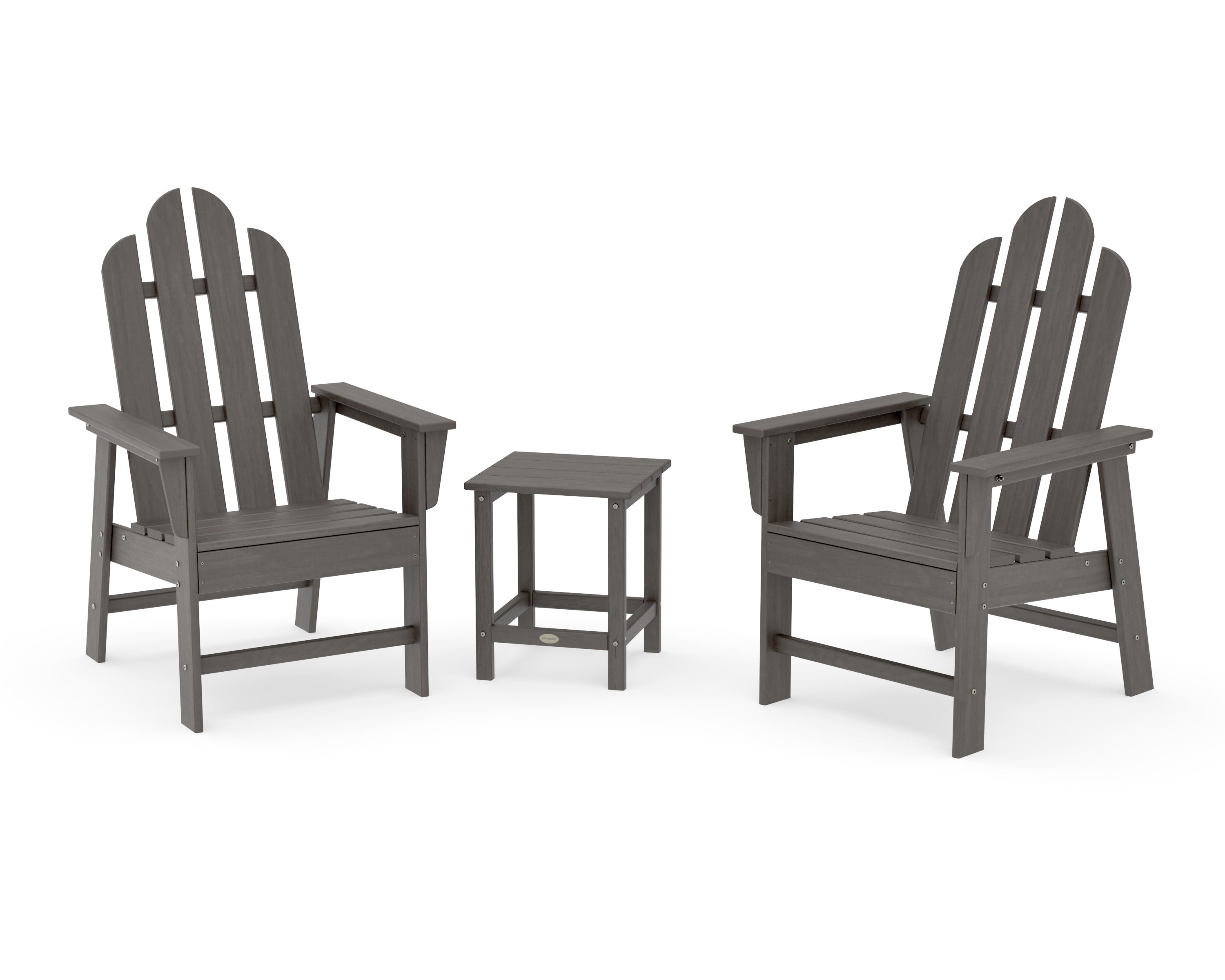 Long Island 3-Piece Upright Adirondack Chair Set in Driftwood