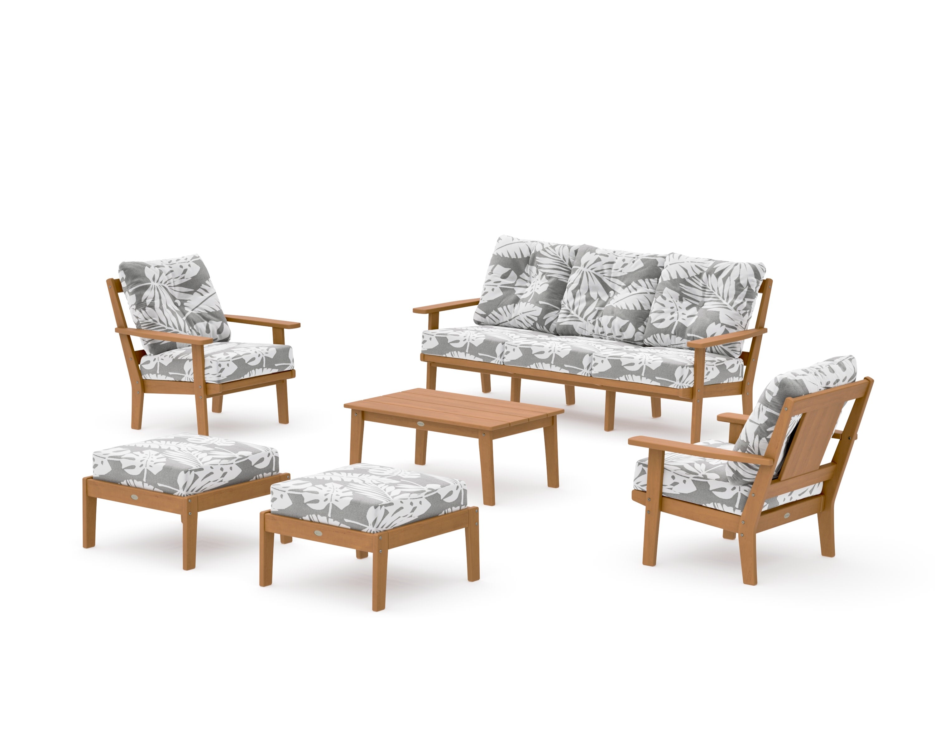 Prairie 6-Piece Lounge Sofa Set in Natural / Leaf Grey Mist