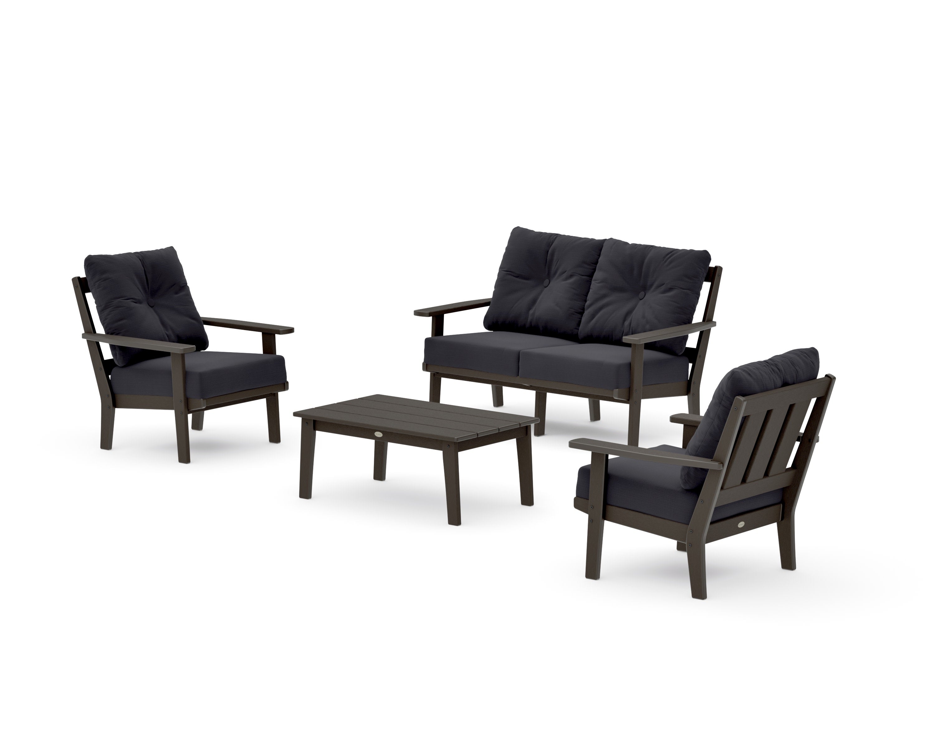 Oxford 4-Piece Deep Seating Set with Loveseat in Vintage Coffee / Midnight Linen
