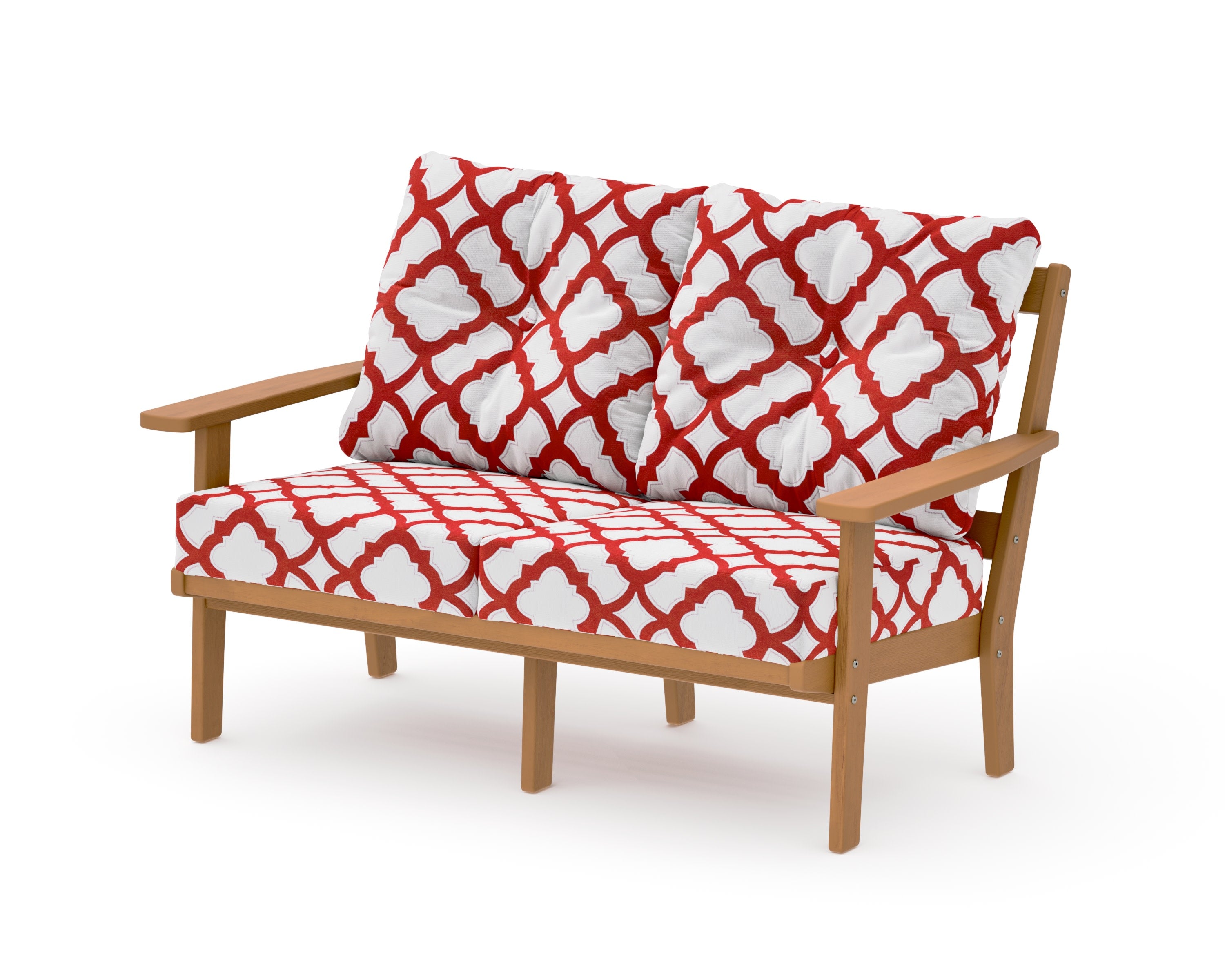 Oxford Deep SeatingLoveseat in Natural / Trellis Crimson