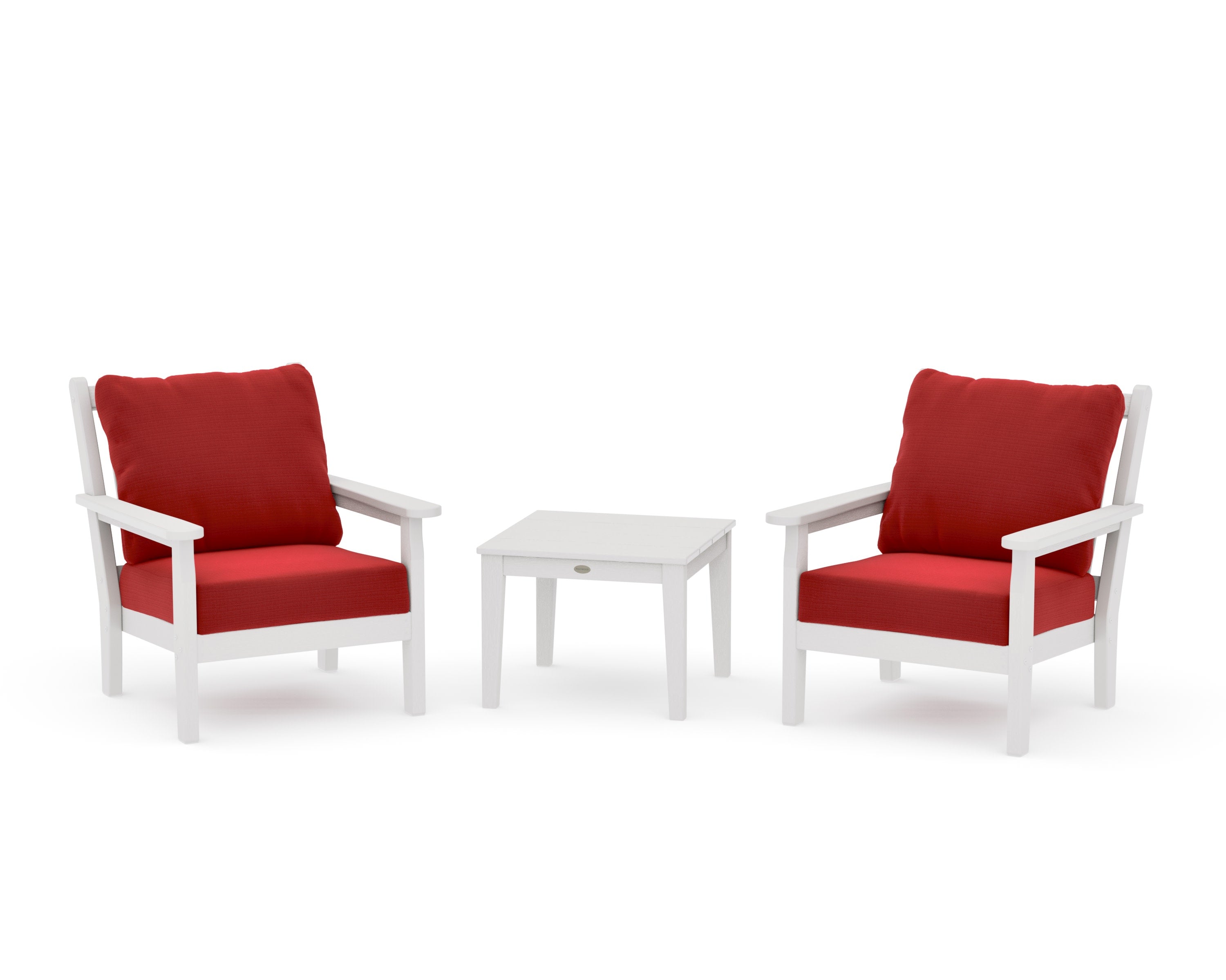 Chippendale 3-Piece Deep Seating Set in Vintage White / Crimson Linen