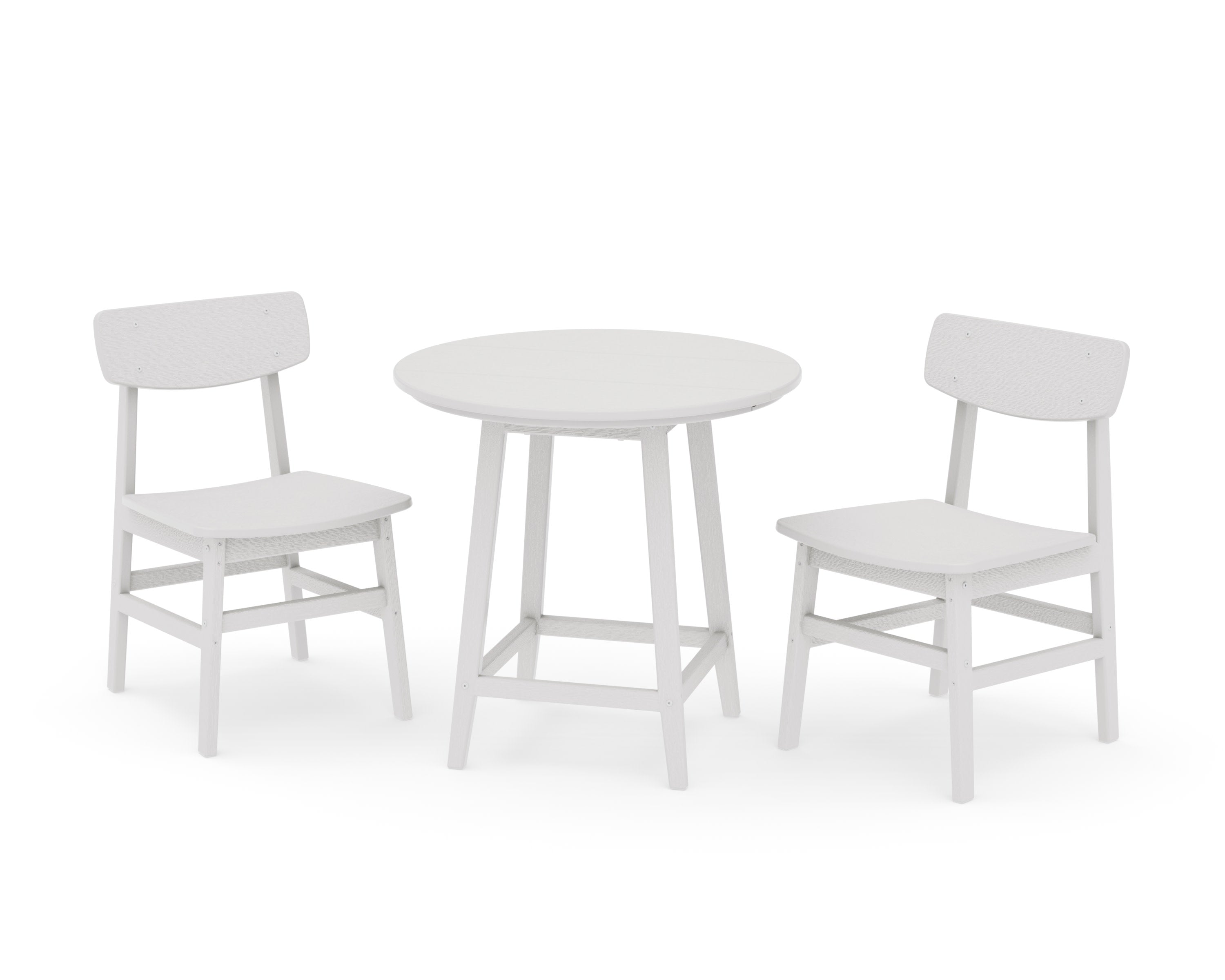 Modern Studio Urban Chair 3-Piece Round Bistro Dining Set in Vintage White