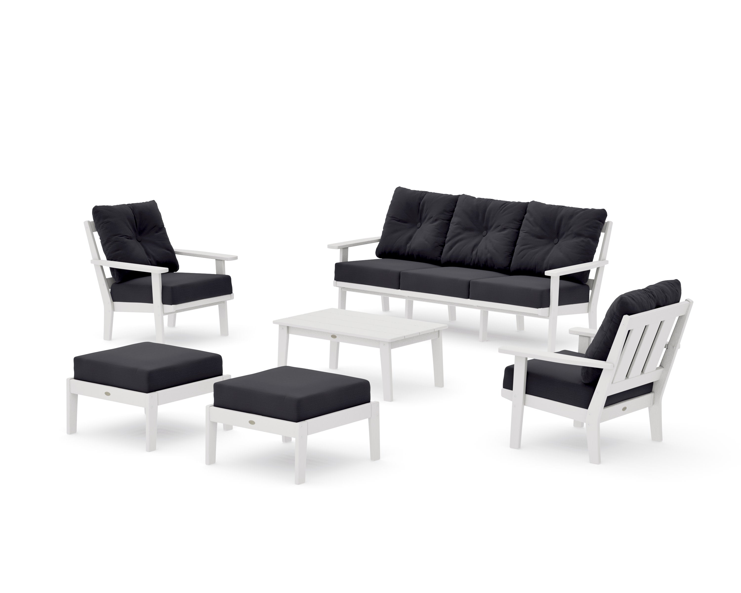Oxford 6-Piece Lounge Sofa Set in Vintage White / Midnight Linen