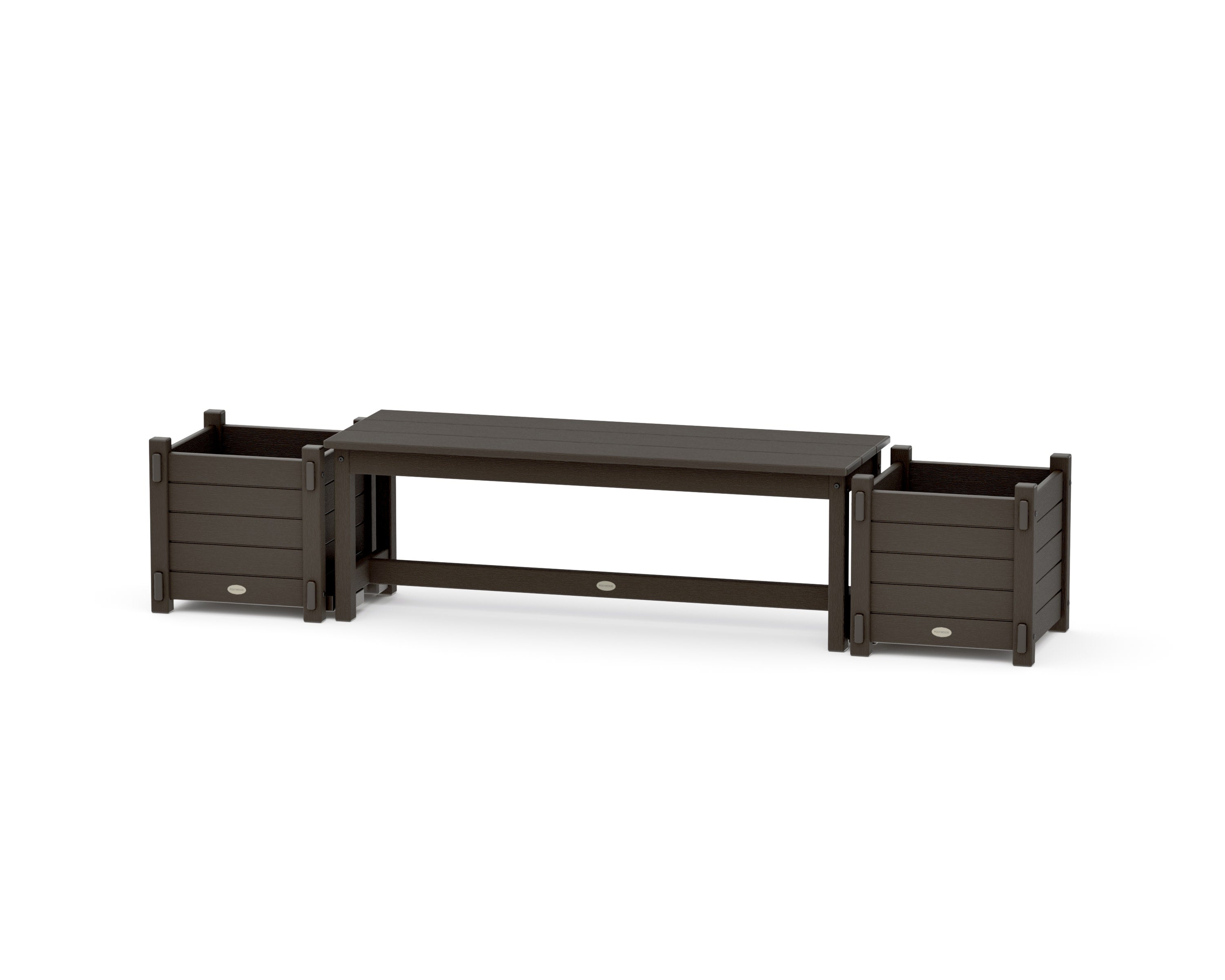 48" Nautical Straight Planter Bench Set in Vintage Coffee