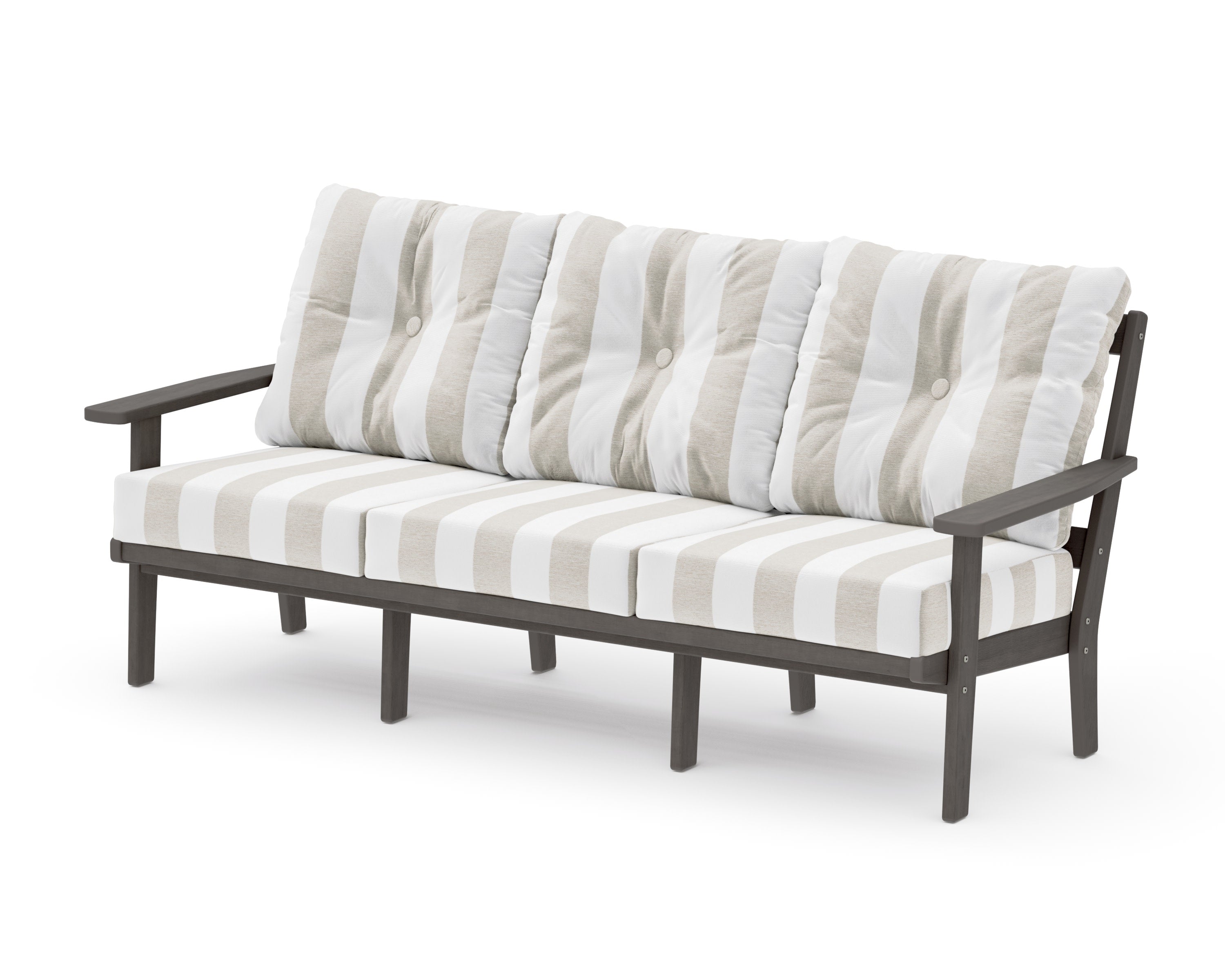Oxford Deep Seating Sofa in Driftwood / Cabana Stripe Dune Burlap
