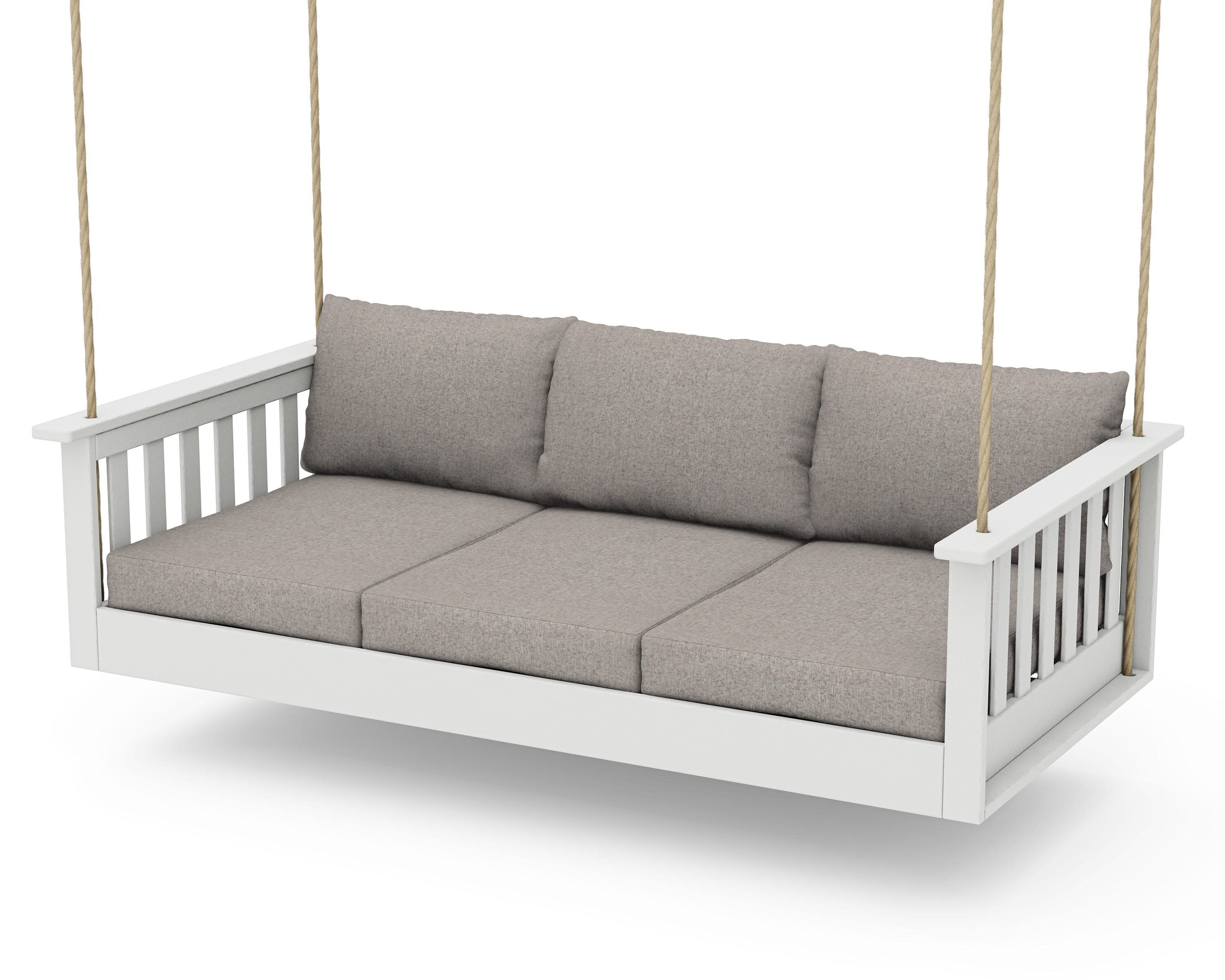 Vineyard Daybed Swing in Vintage White / Weathered Tweed