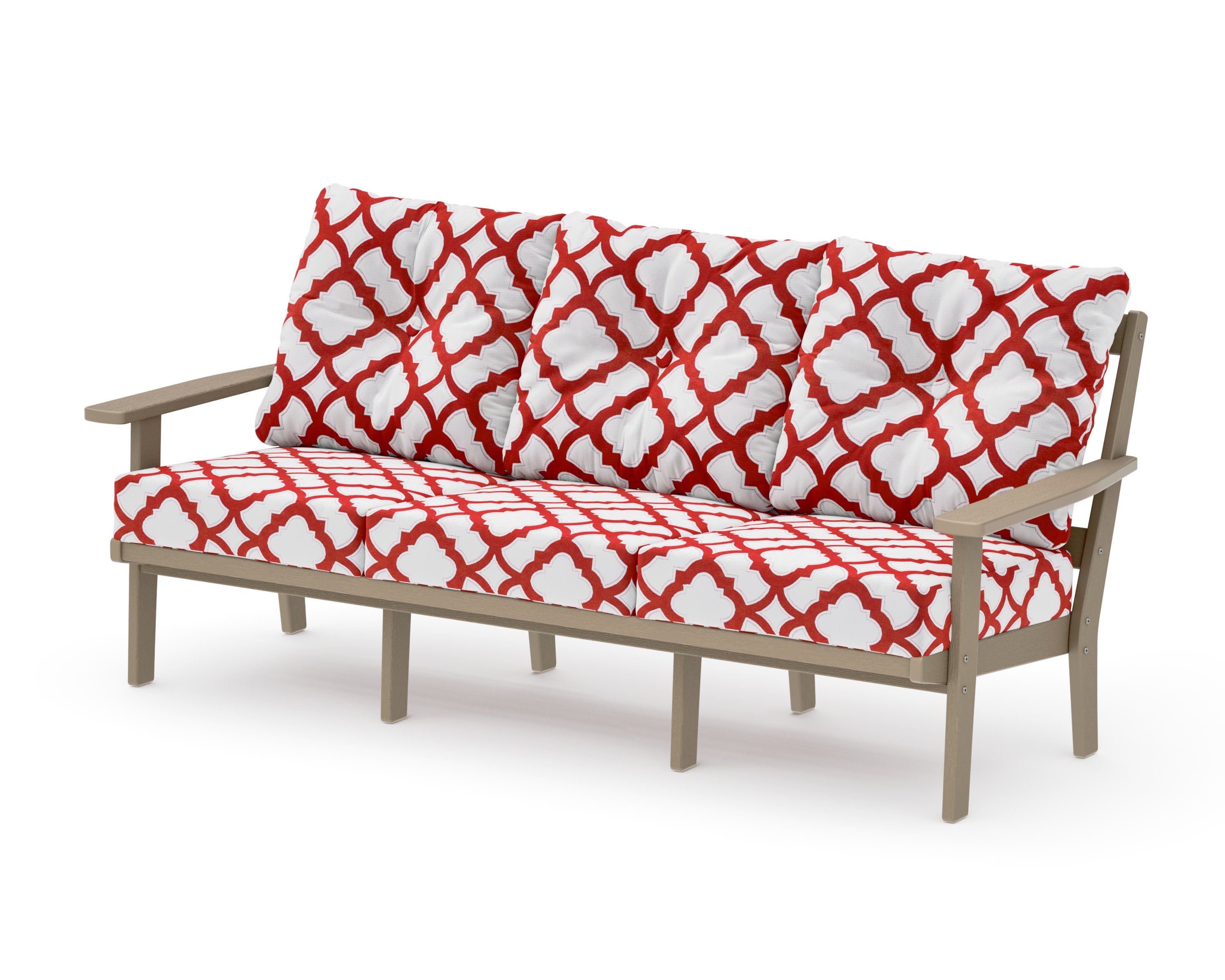 Oxford Deep Seating Sofa in Vintage Sahara / Trellis Crimson