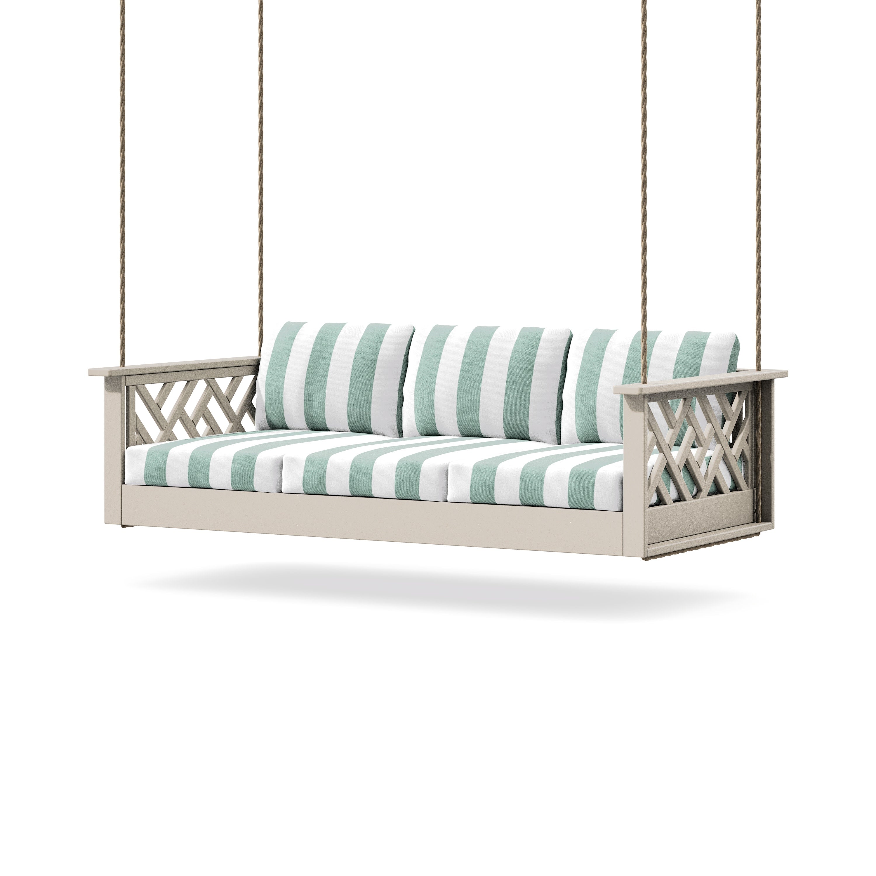 Chippendale Daybed Swing in Sand / Cabana Stripe Glacier Spa