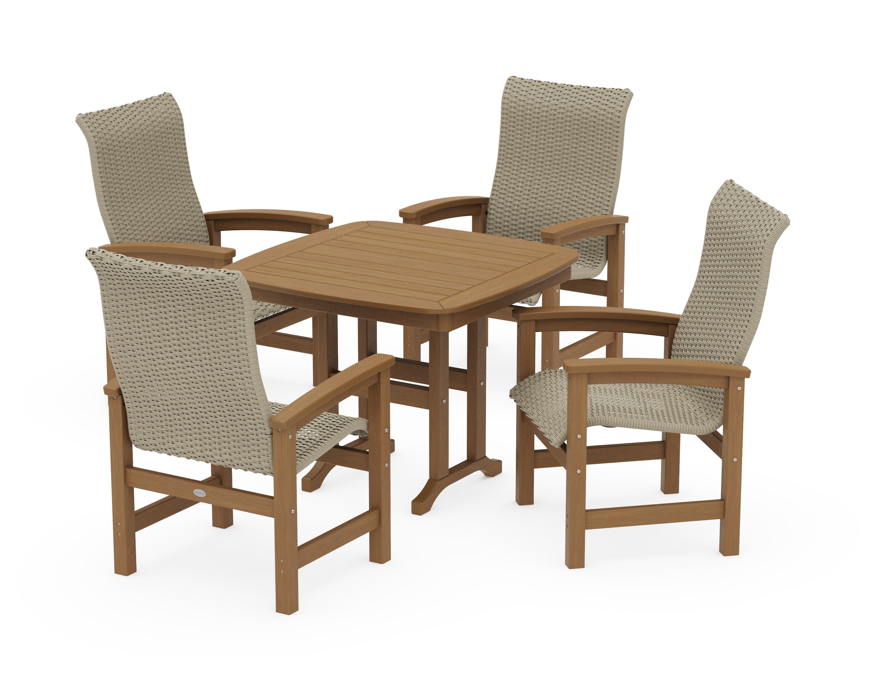 Coastal Woven High-Back 5-Piece Dining Set in Natural / Dune Grass