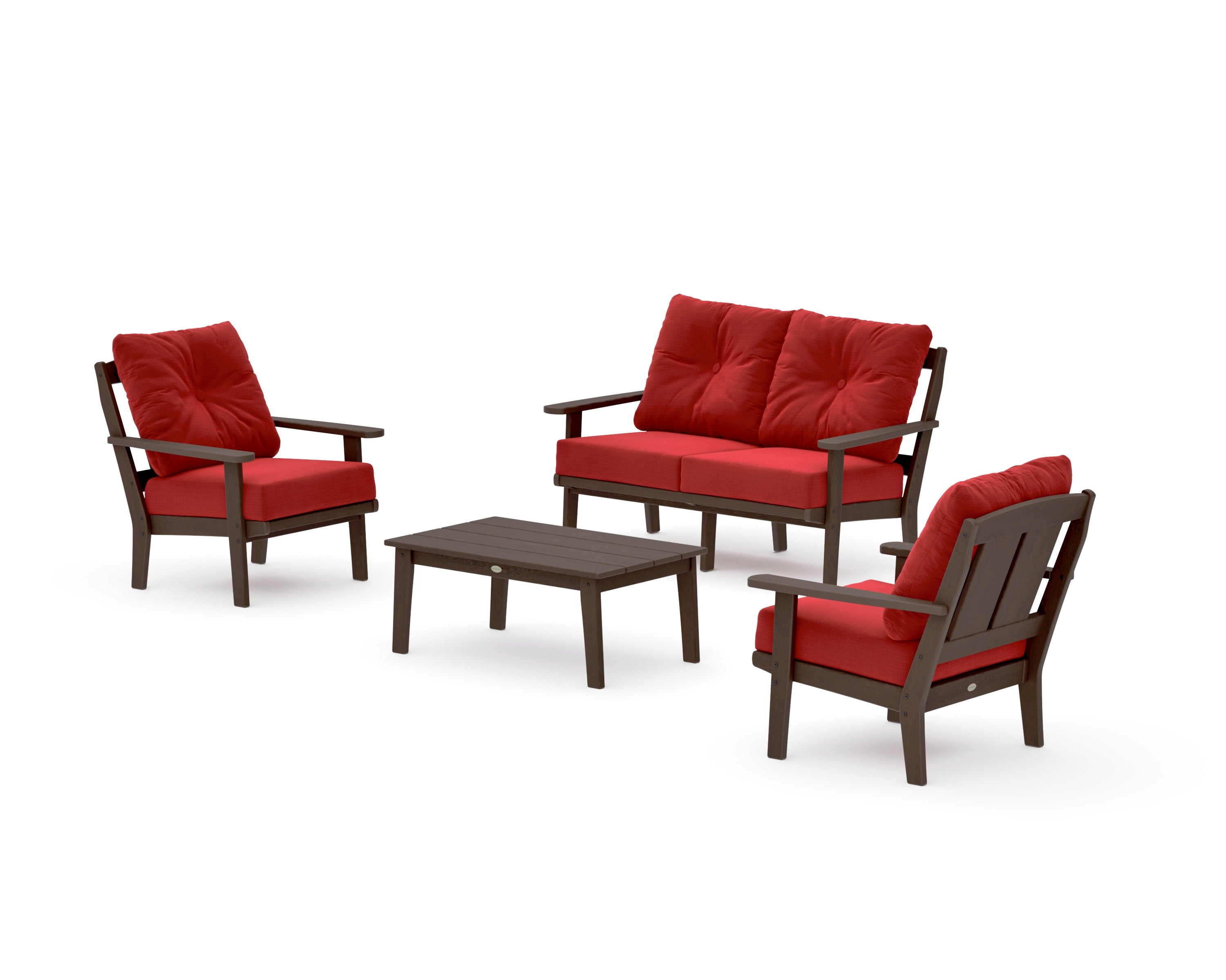 Mission 4-Piece Deep Seating Set with Loveseat in Kona / Crimson Linen