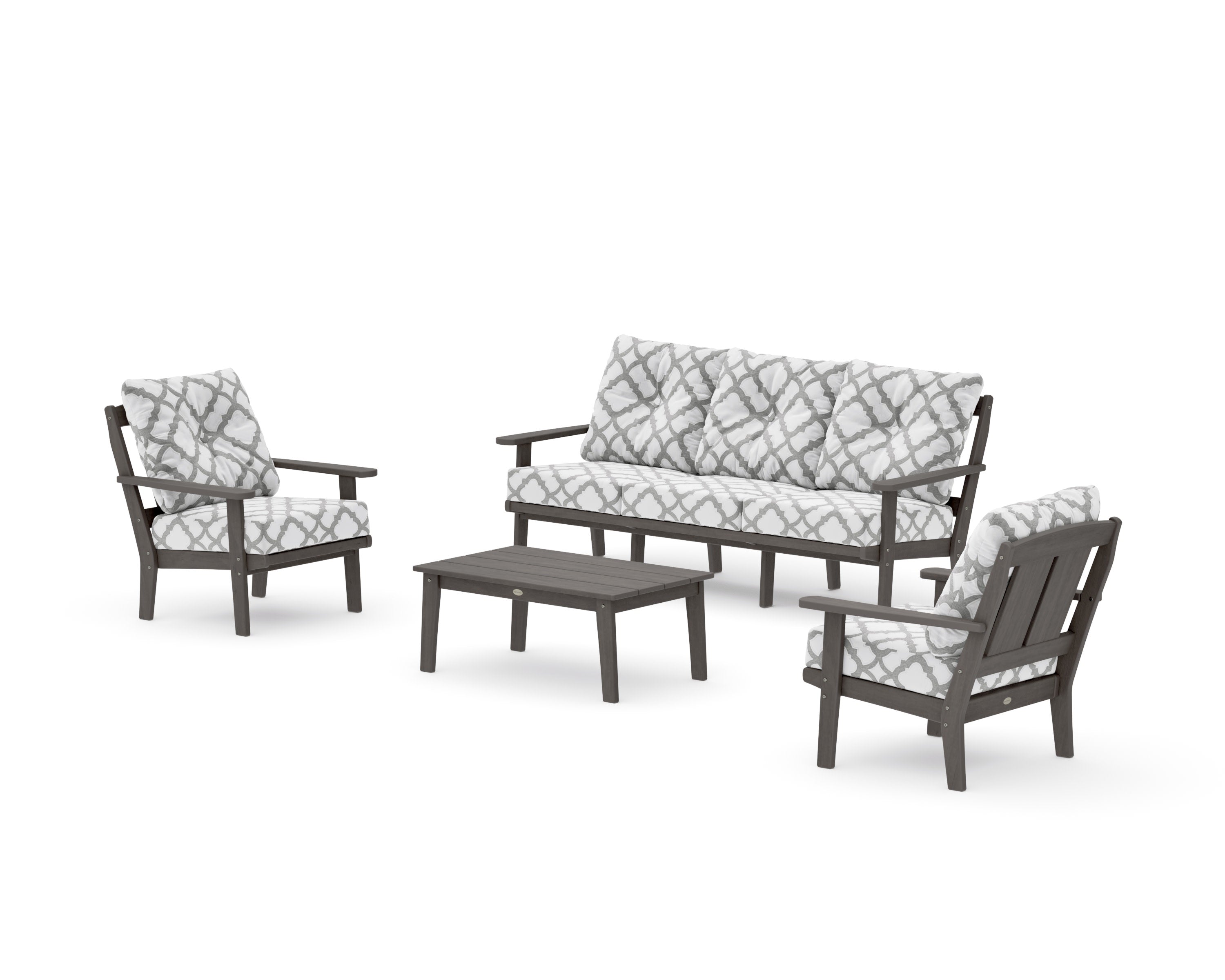 Mission 4-Piece Deep Seating Set with Sofa in Driftwood / Trellis Grey Mist