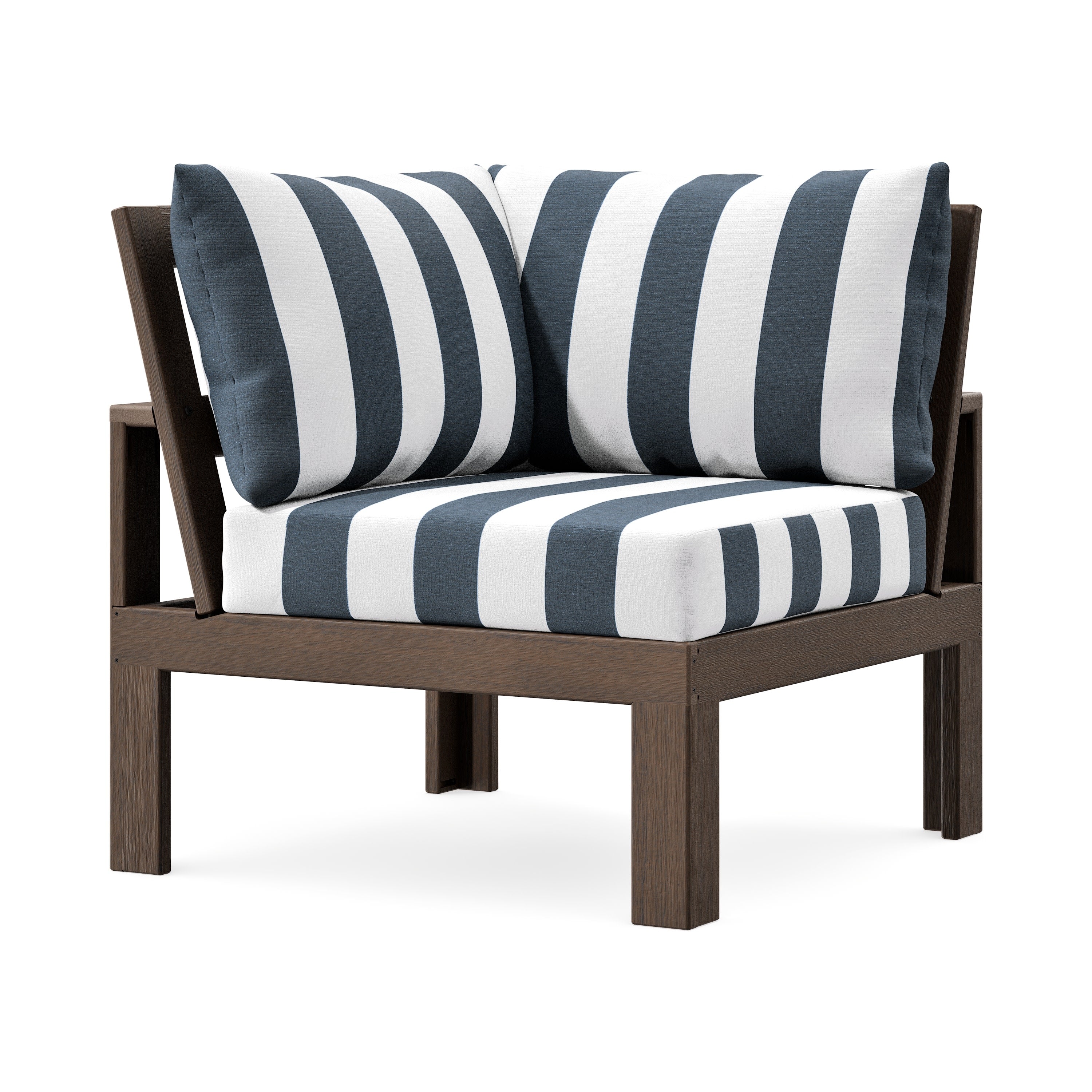 Modular Corner Chair in Kona / Cabana Stripe Marine Indigo