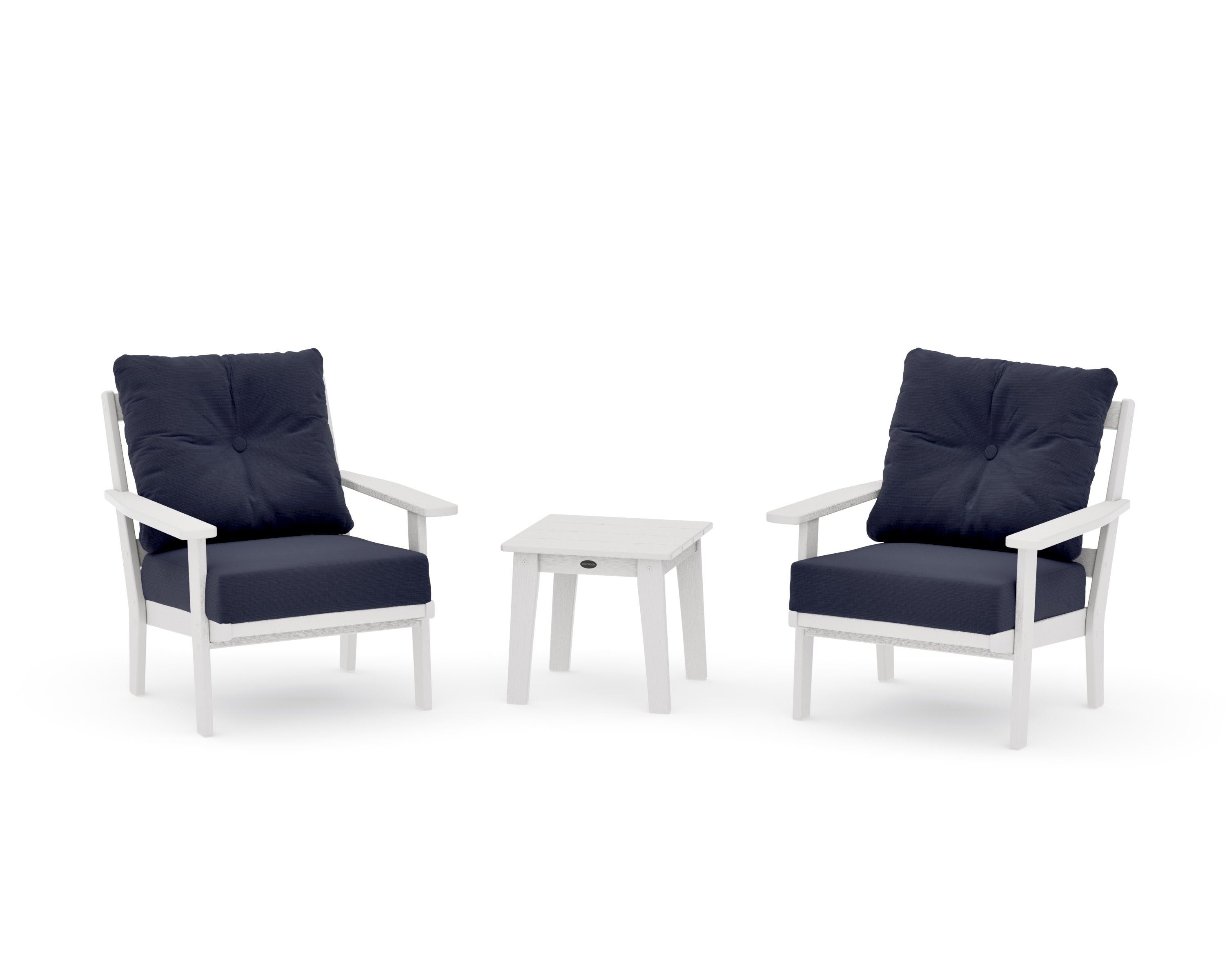 Oxford 3-Piece Deep Seating Set in Vintage White / Navy Linen