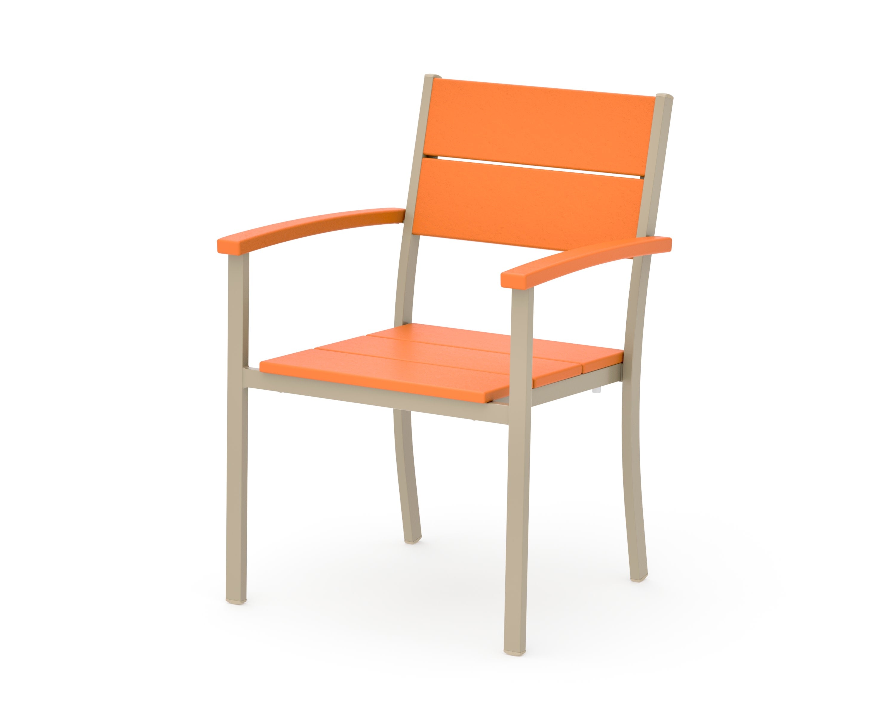 Main Street Stacking Dining Arm Chair in Sand / Tangerine