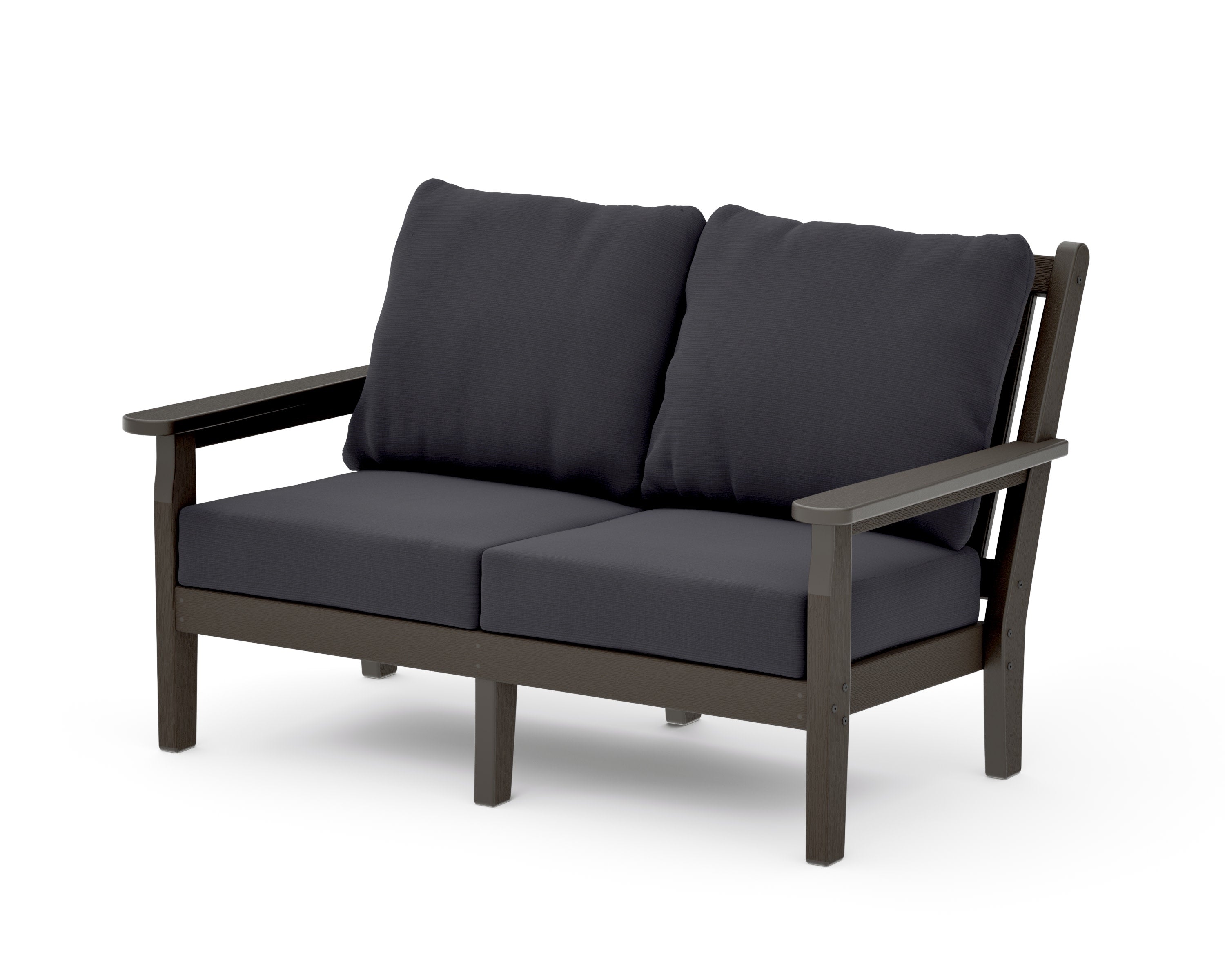 Chippendale Deep Seating Loveseat in Vintage Coffee / Midnight Linen