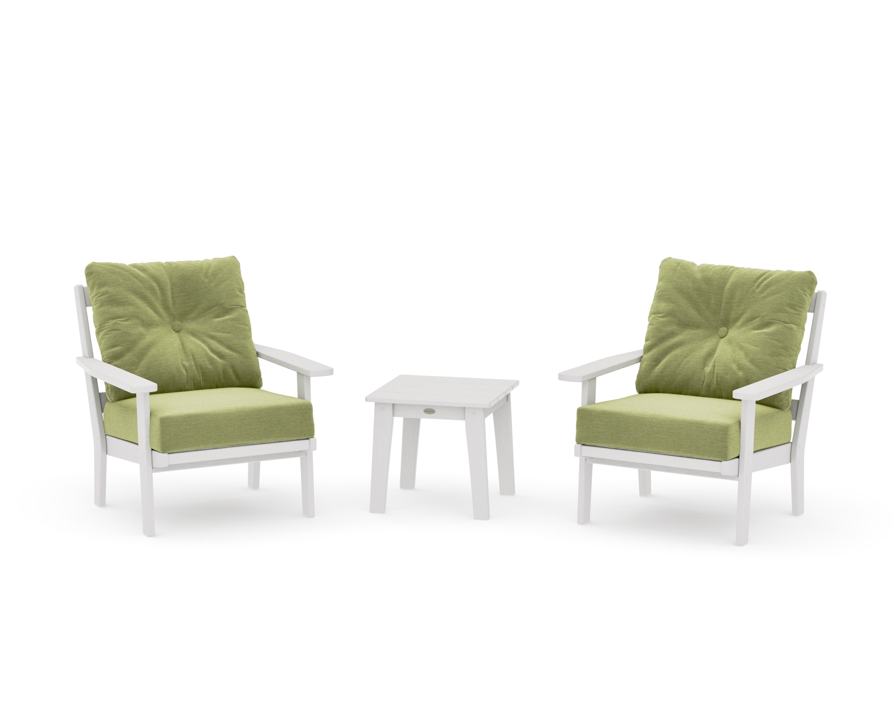 Prairie 3-Piece Deep Seating Set in Vintage White / Chartreuse Boucle