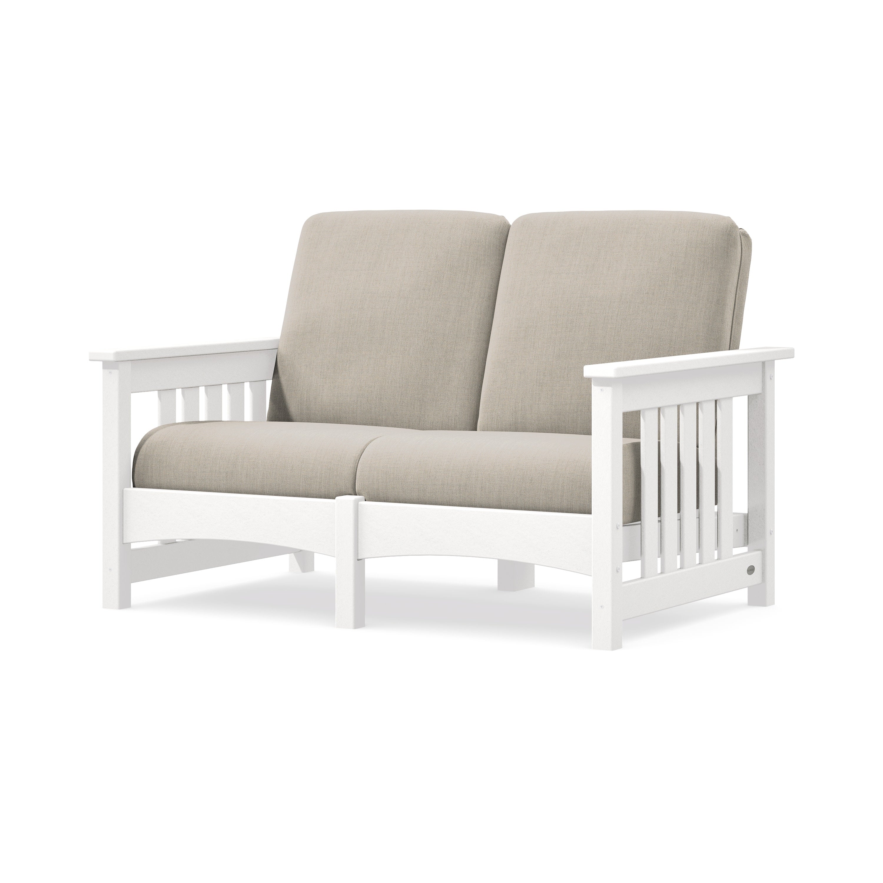 Club Mission Loveseat in White / Cast Ash