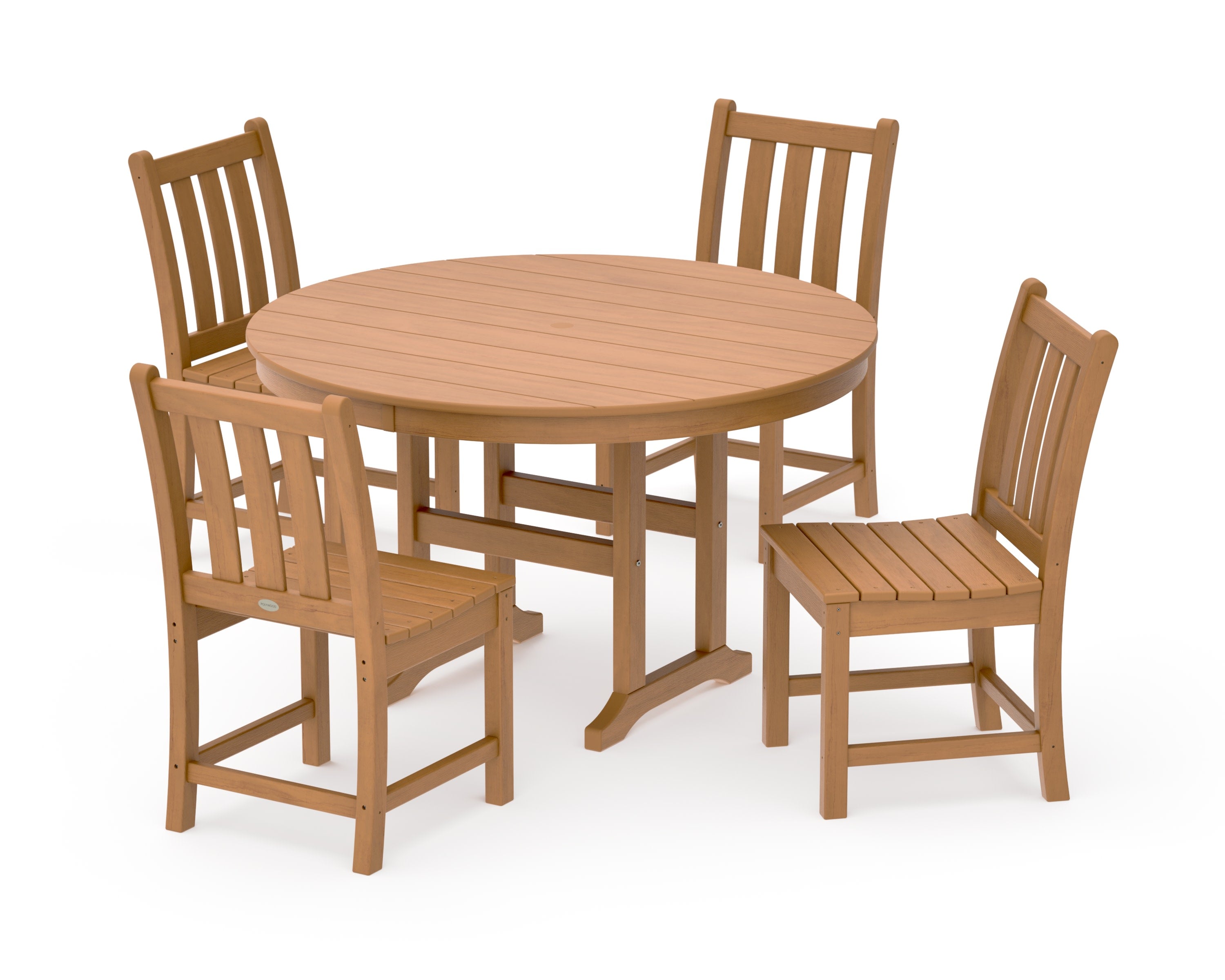 Traditional Garden Side Chair 5-Piece Round Farmhouse Dining Set in Natural