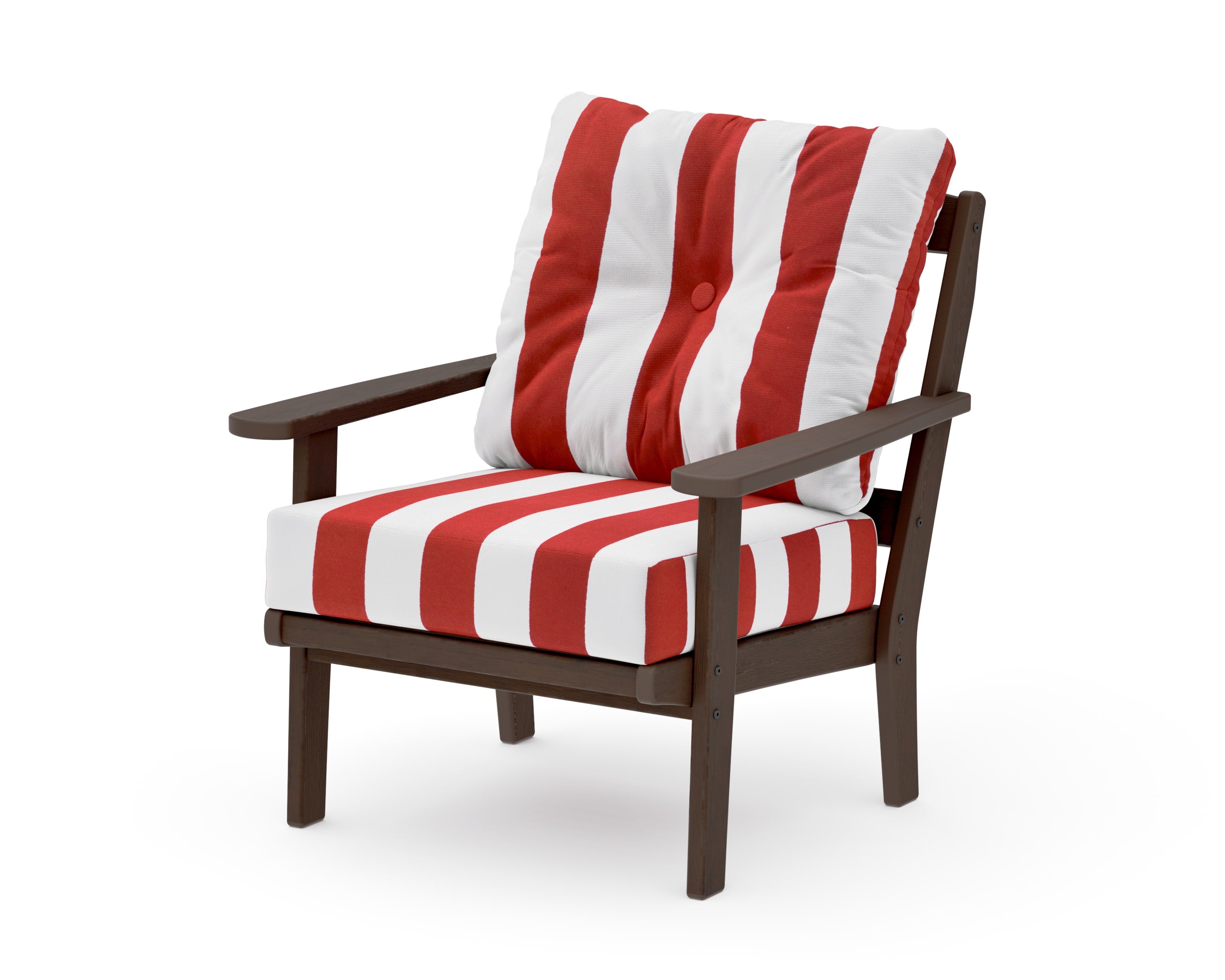 Mission Deep Seating Chair in Kona / Cabana Stripe Crimson