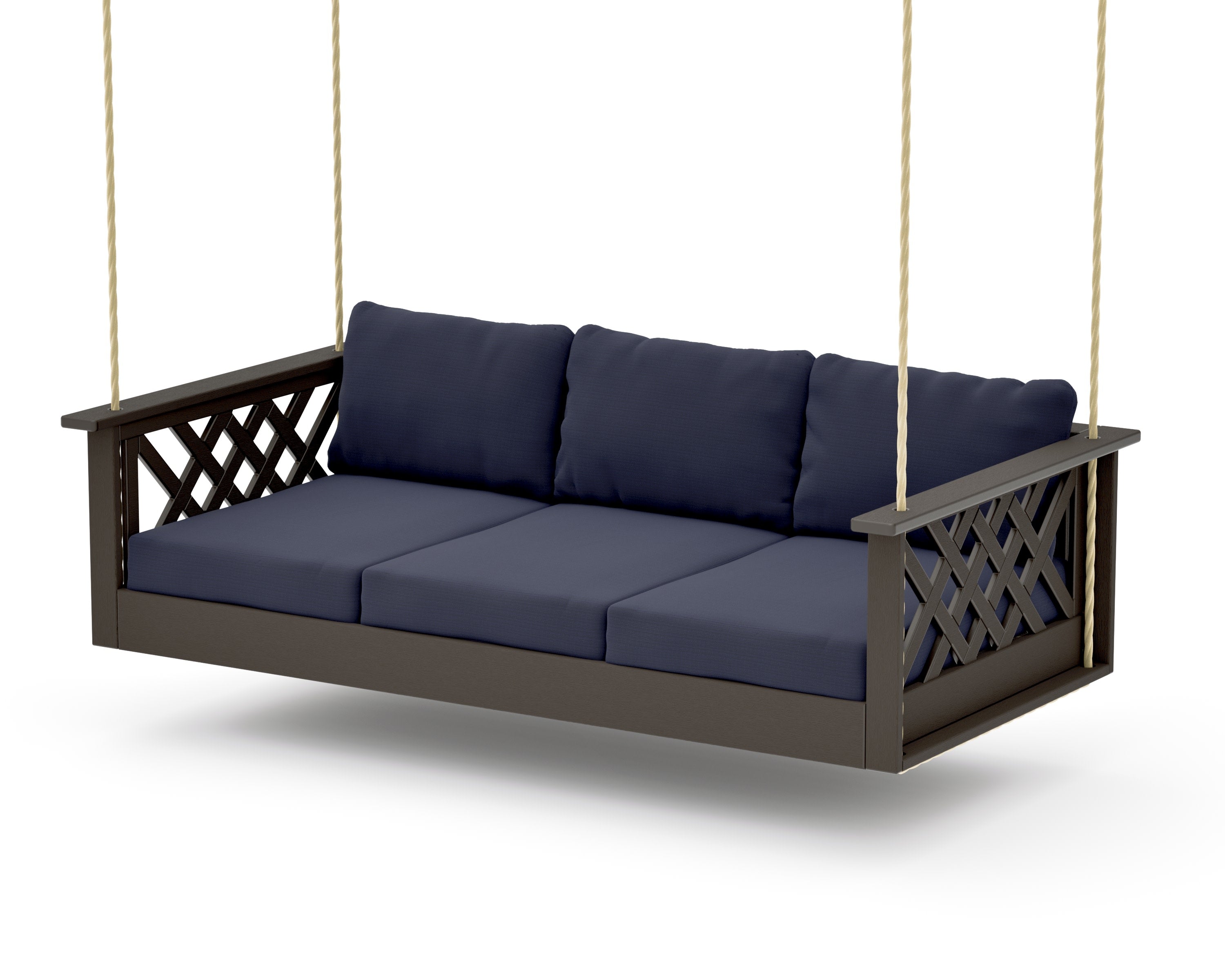 Wovendale Daybed Swing in Vintage Coffee / Navy Linen