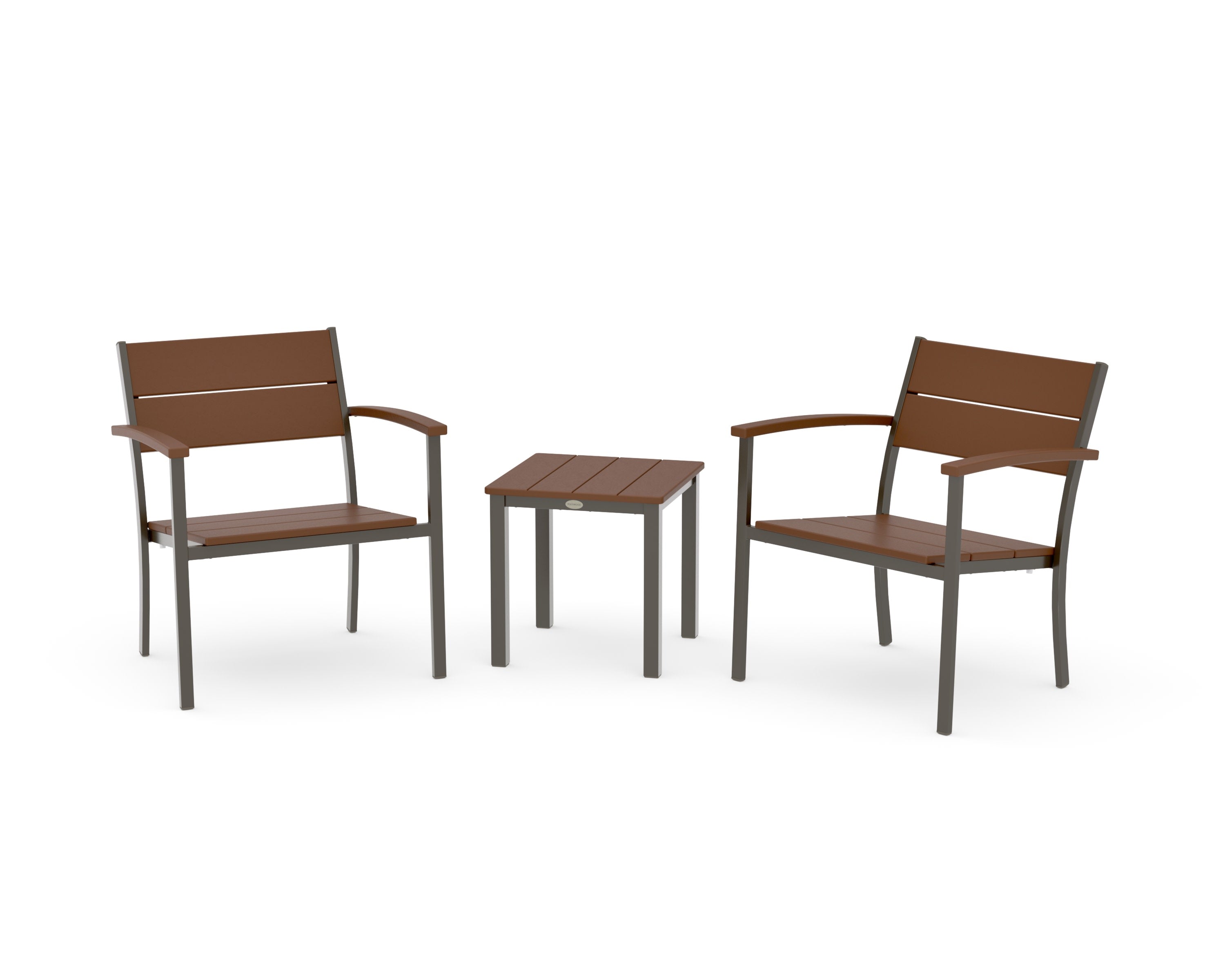 Main Street 3-Piece Lounge Chair Set in Bronze / Teak
